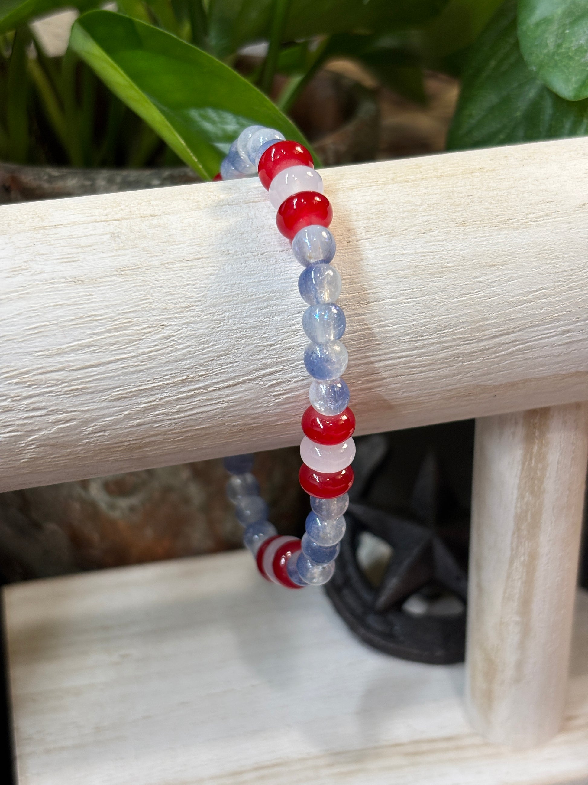 Texas  Handmade Glass Beaded Stretch Bracelet - 2