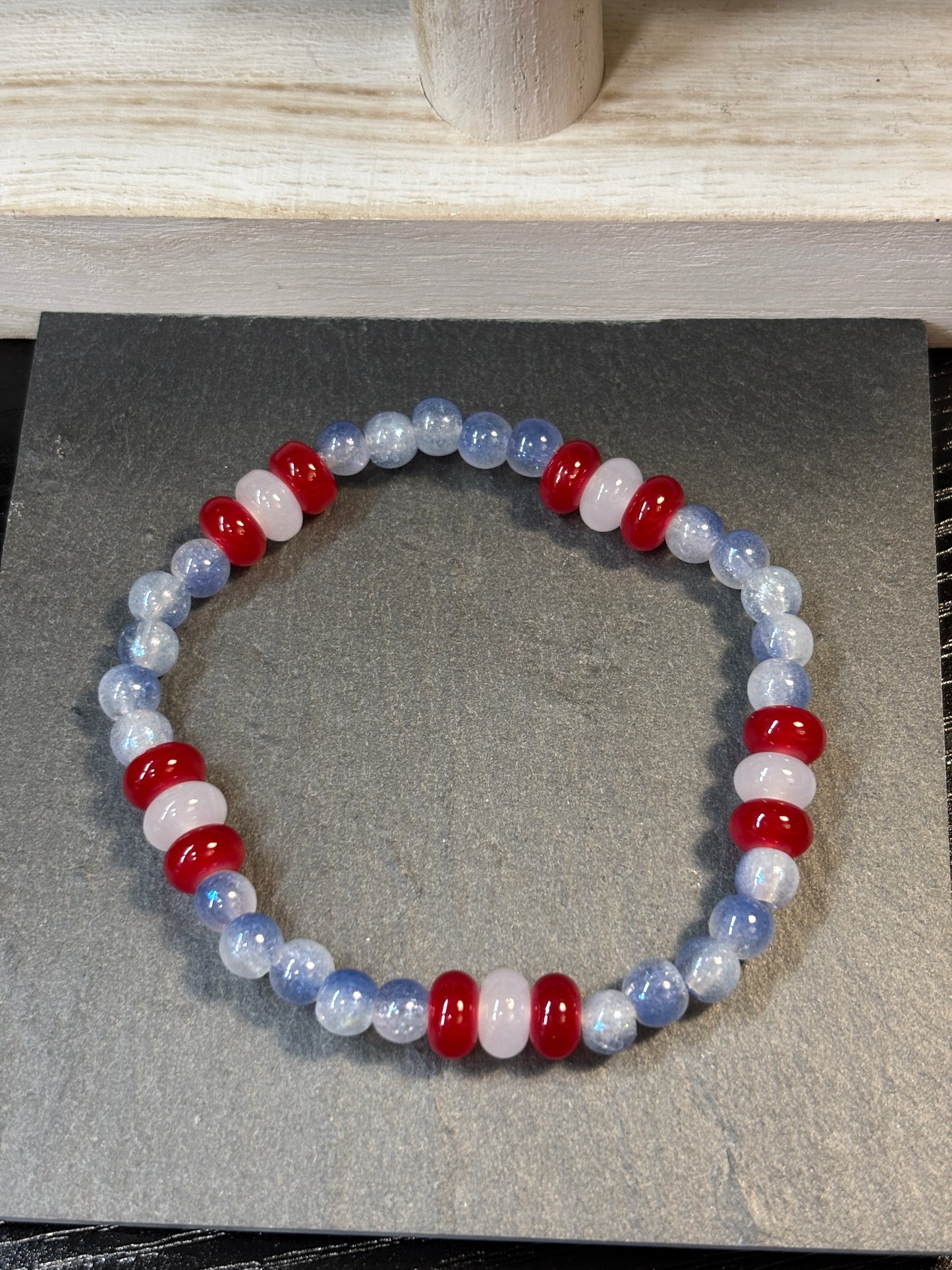 Texas  Handmade Glass Beaded Stretch Bracelet - 3