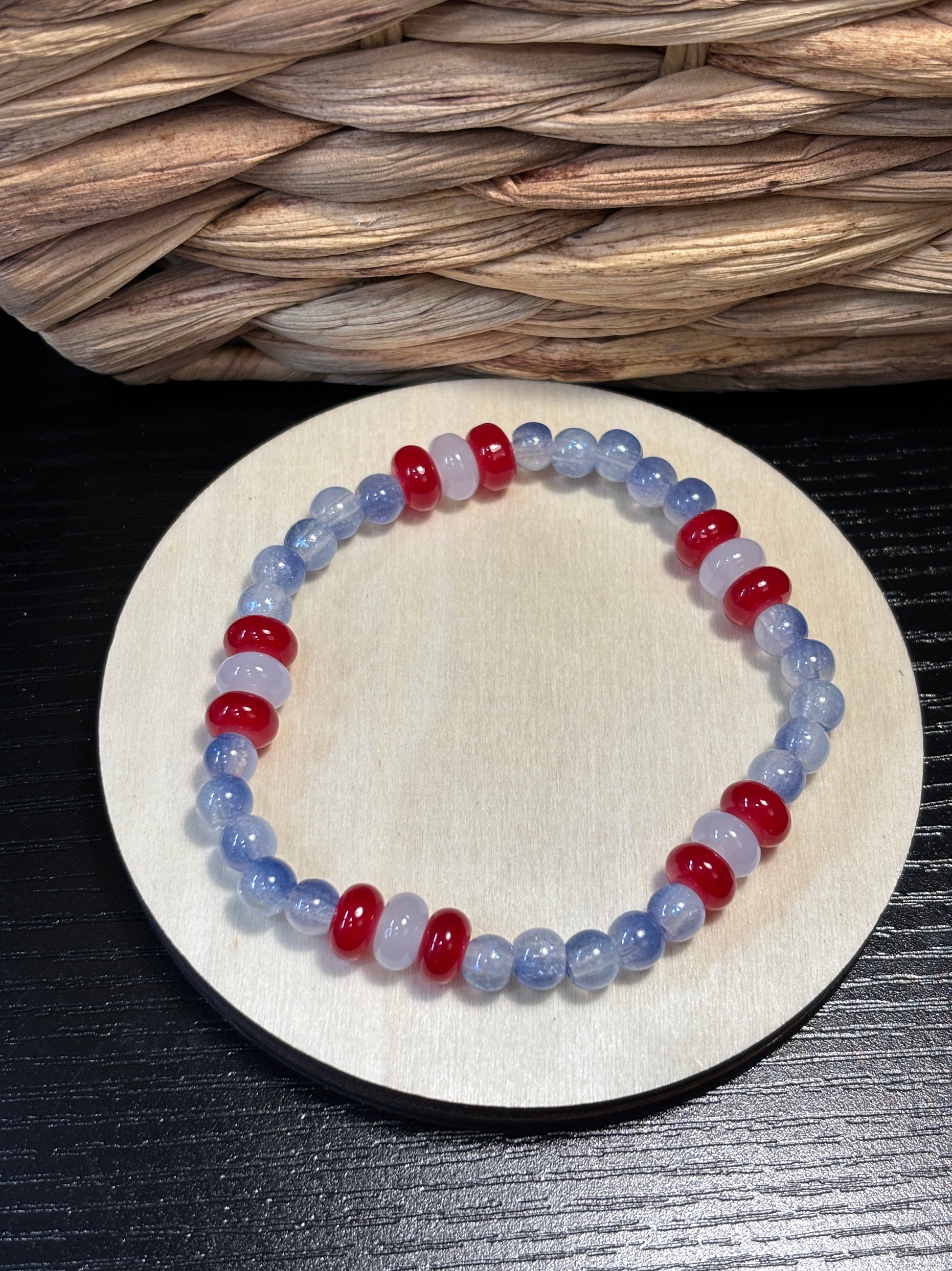 Texas  Handmade Glass Beaded Stretch Bracelet - 4