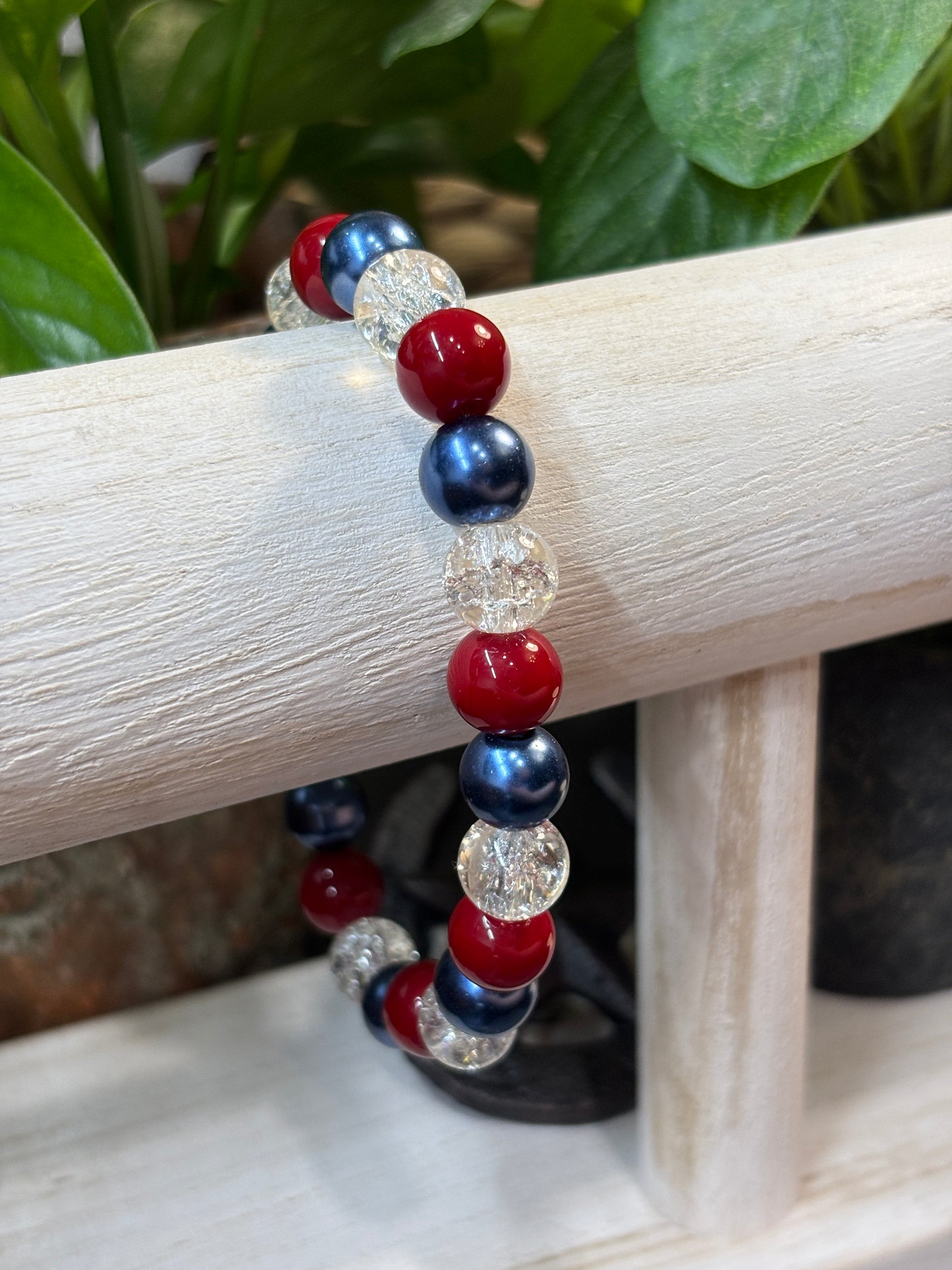 Texas Twister  Handmade Glass Beaded Stretch Bracelet - 2