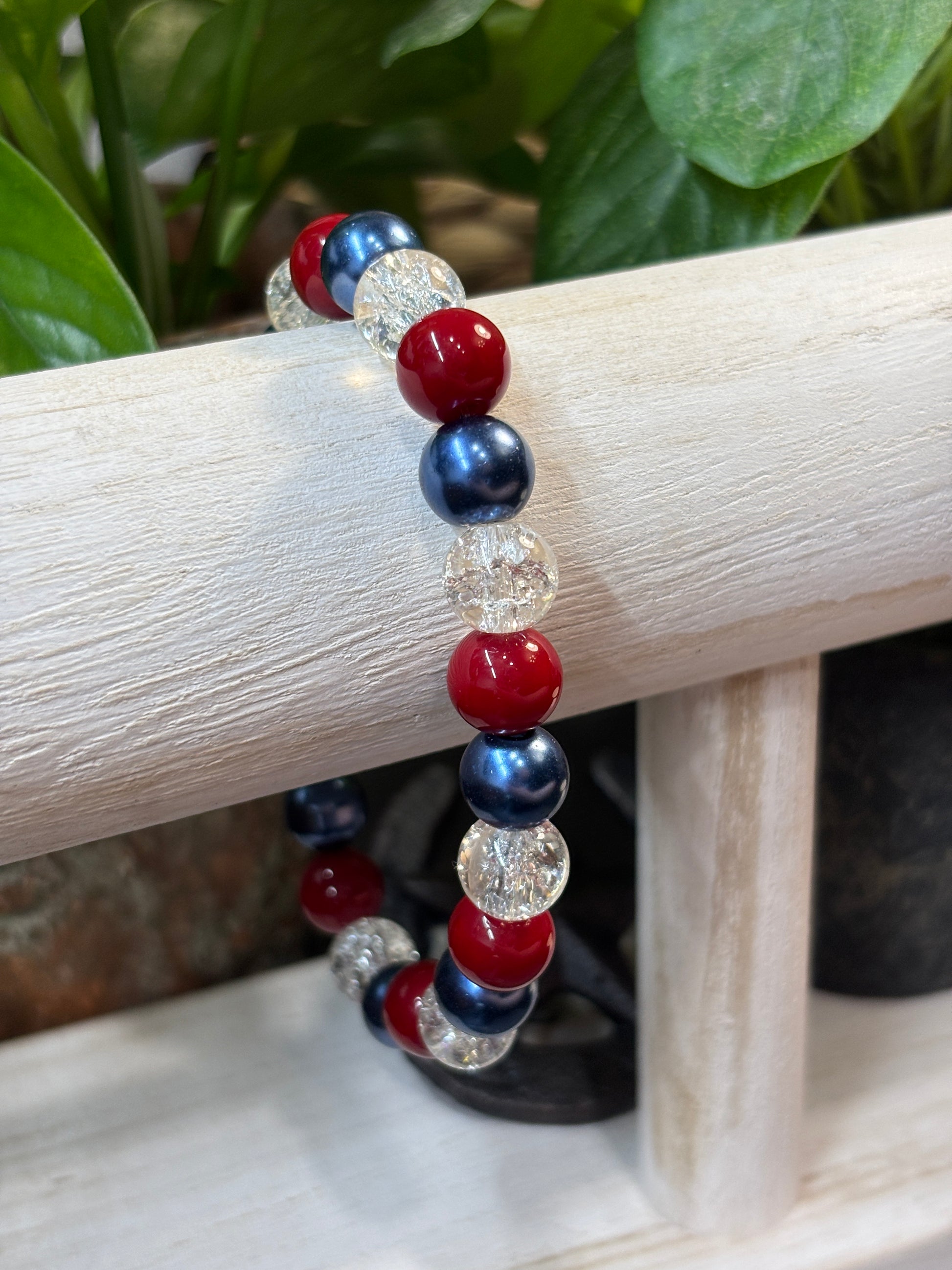 Texas Twister  Handmade Glass Beaded Stretch Bracelet - 2