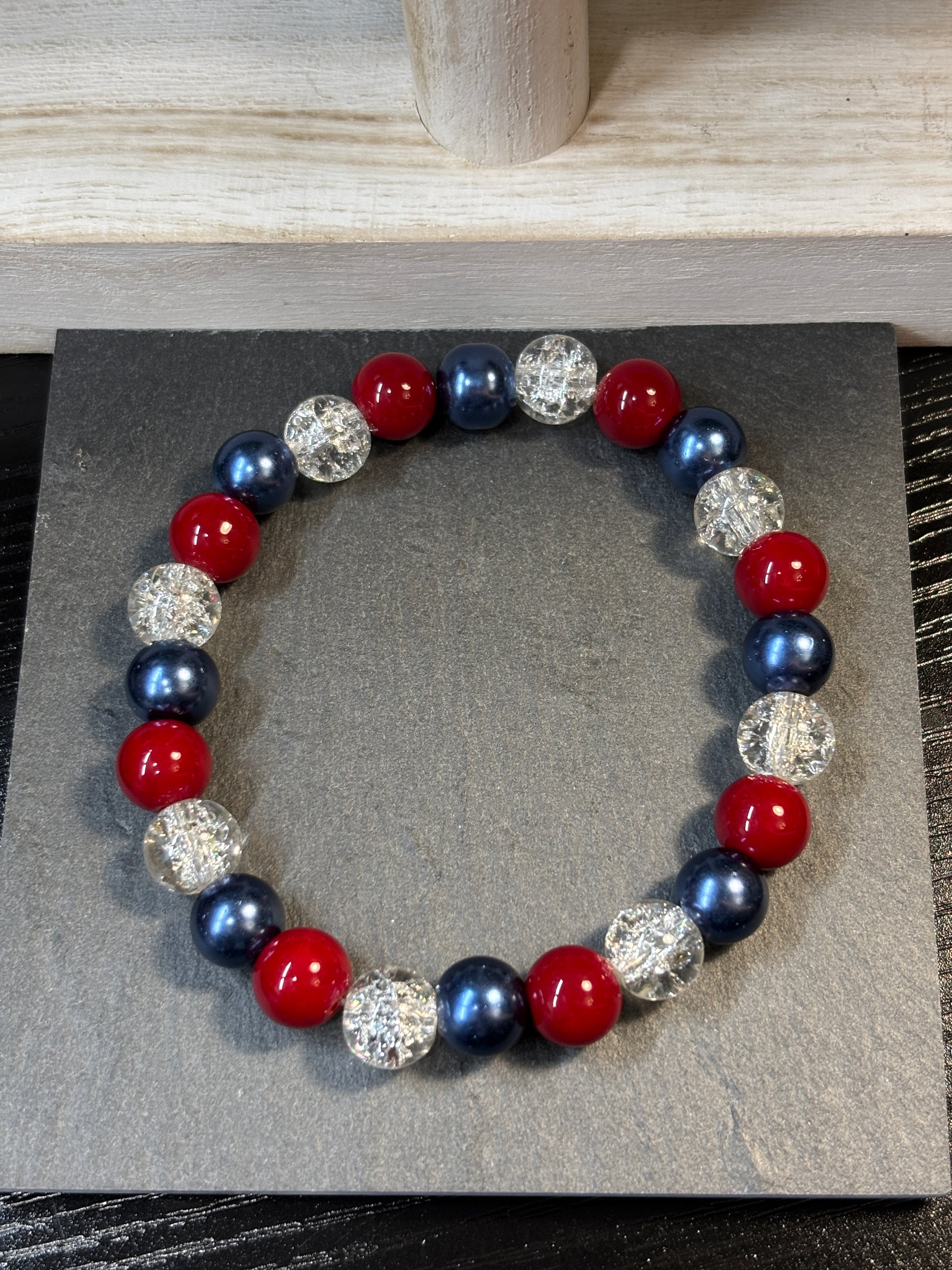 Texas Twister  Handmade Glass Beaded Stretch Bracelet - 3