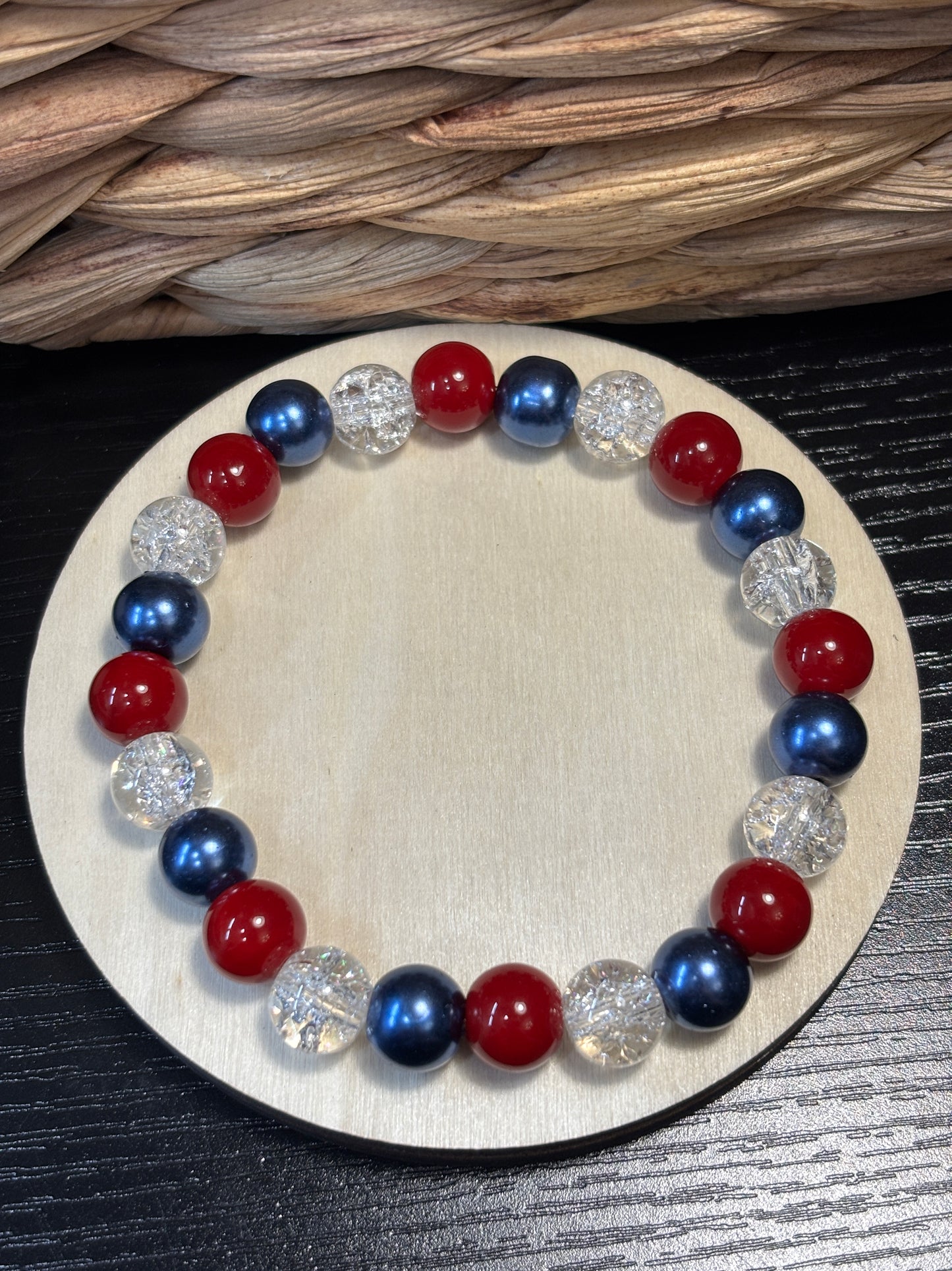 Texas Twister  Handmade Glass Beaded Stretch Bracelet - 4