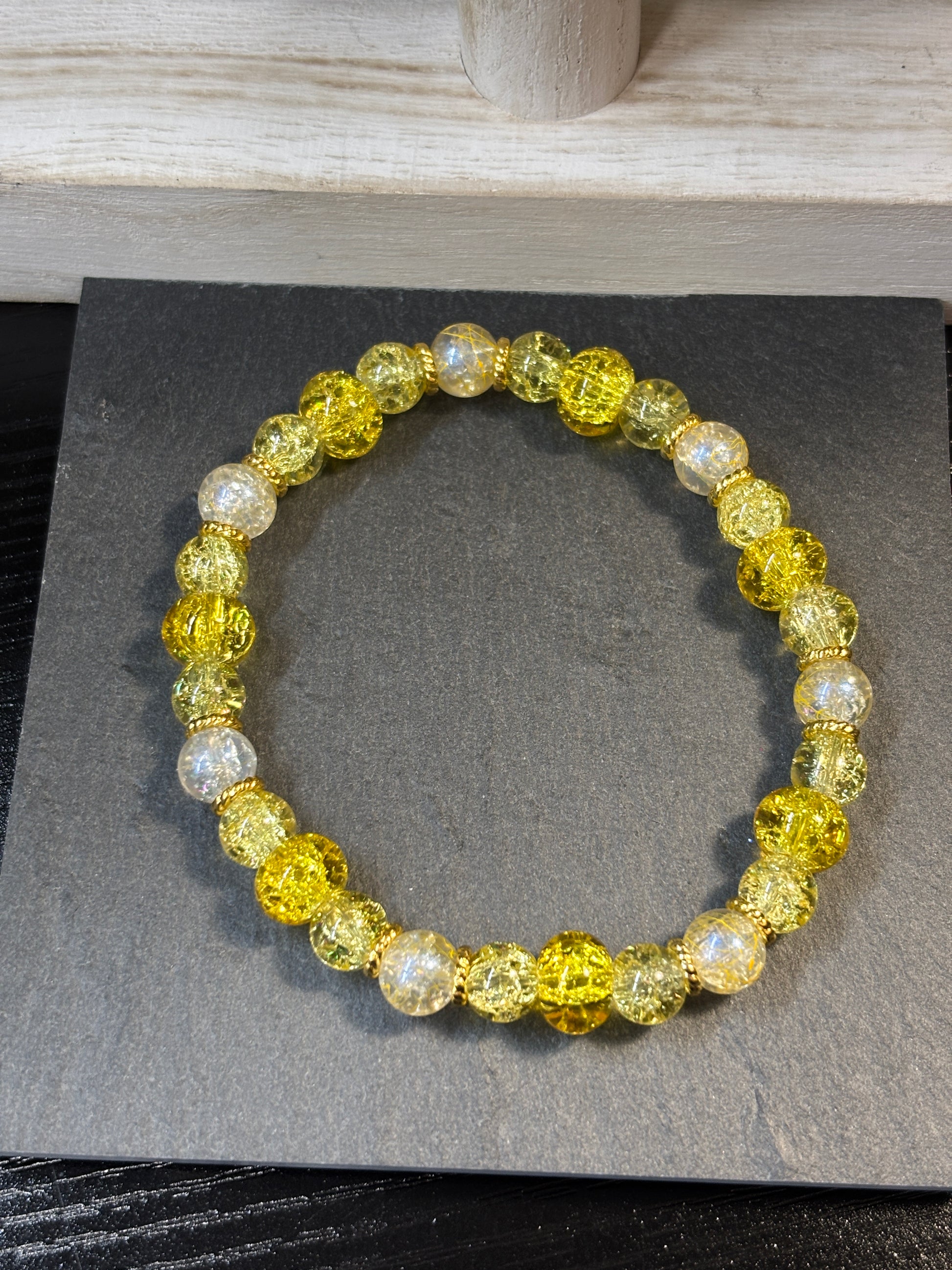 Sunshine  Handmade Glass Beaded Stretch Bracelet - 4