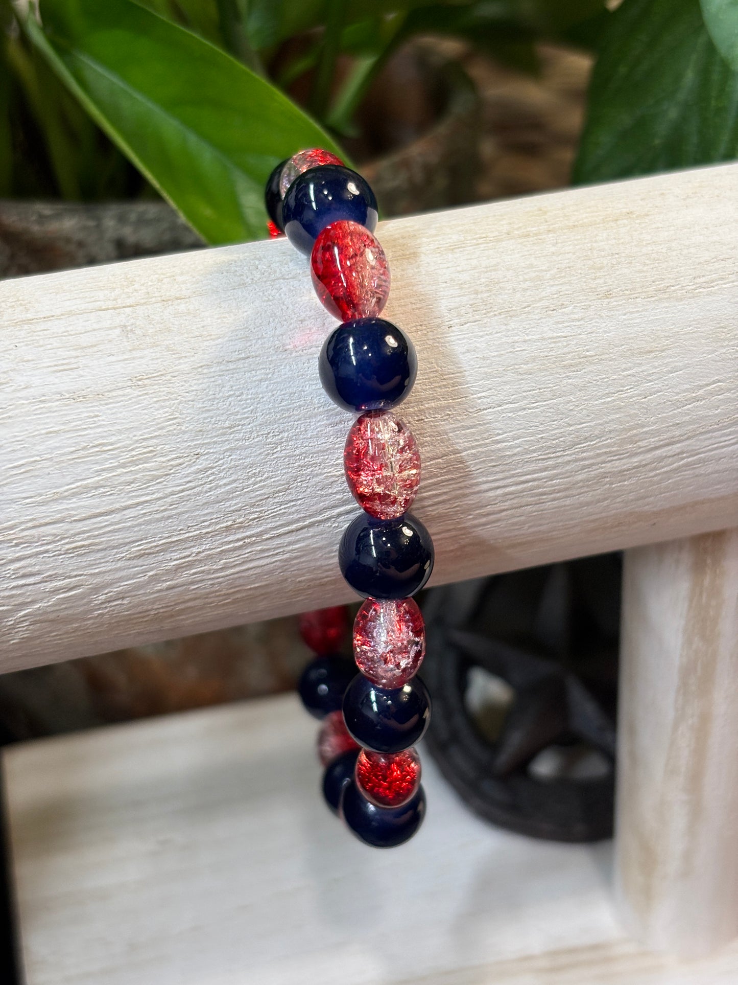 "America" - Handmade Glass Beaded Stretch Bracelet