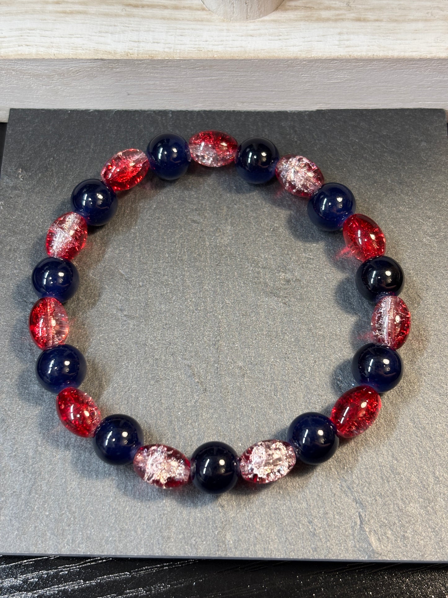 "America" - Handmade Glass Beaded Stretch Bracelet
