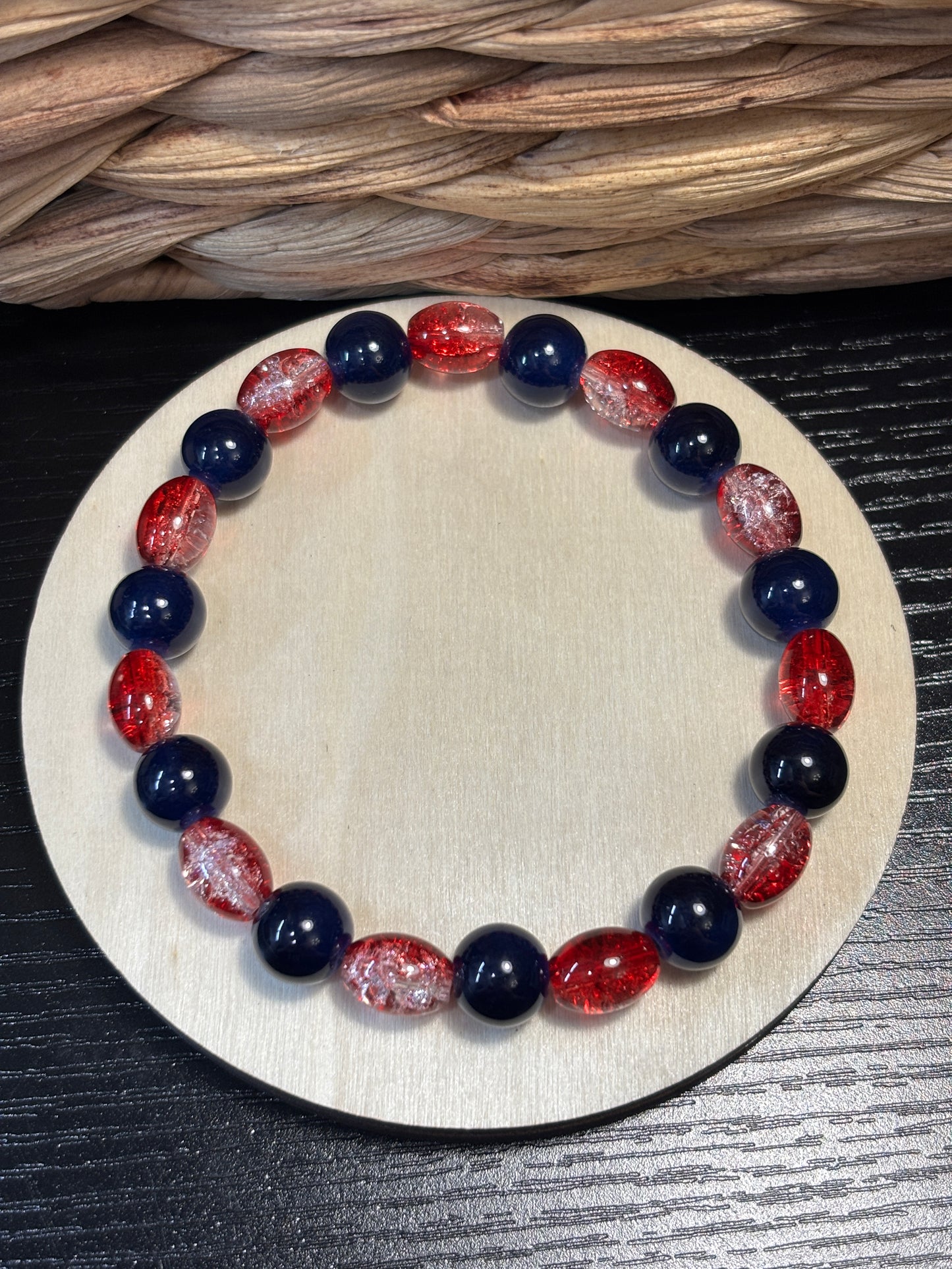 "America" - Handmade Glass Beaded Stretch Bracelet