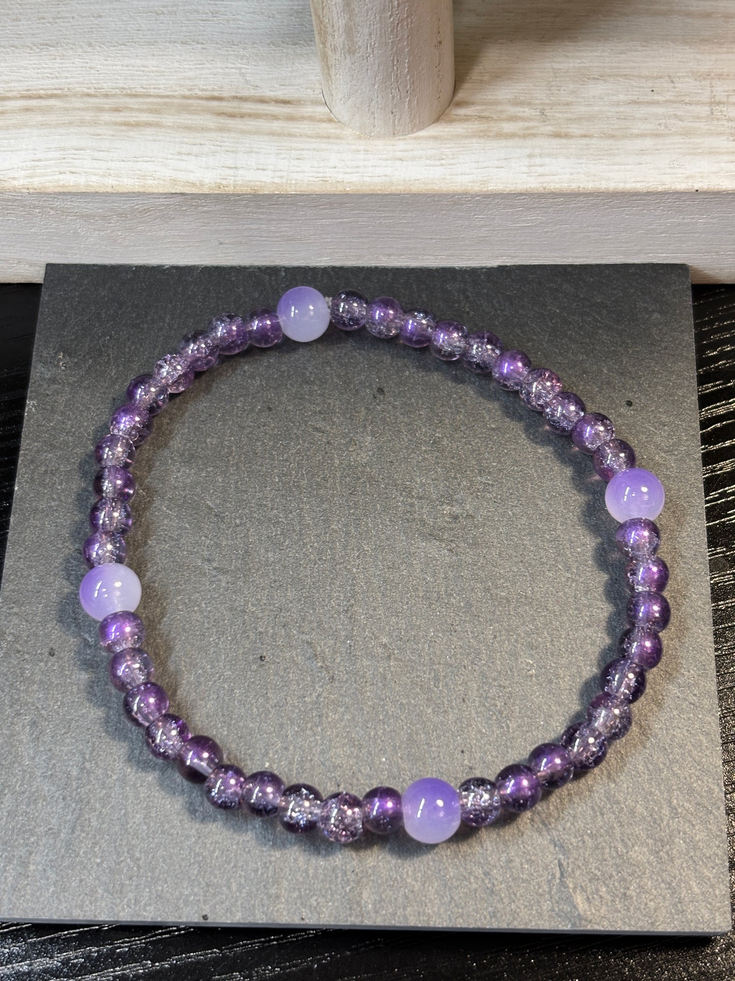 "Cloud Breaker" - Handmade Glass Beaded Stretch Bracelet