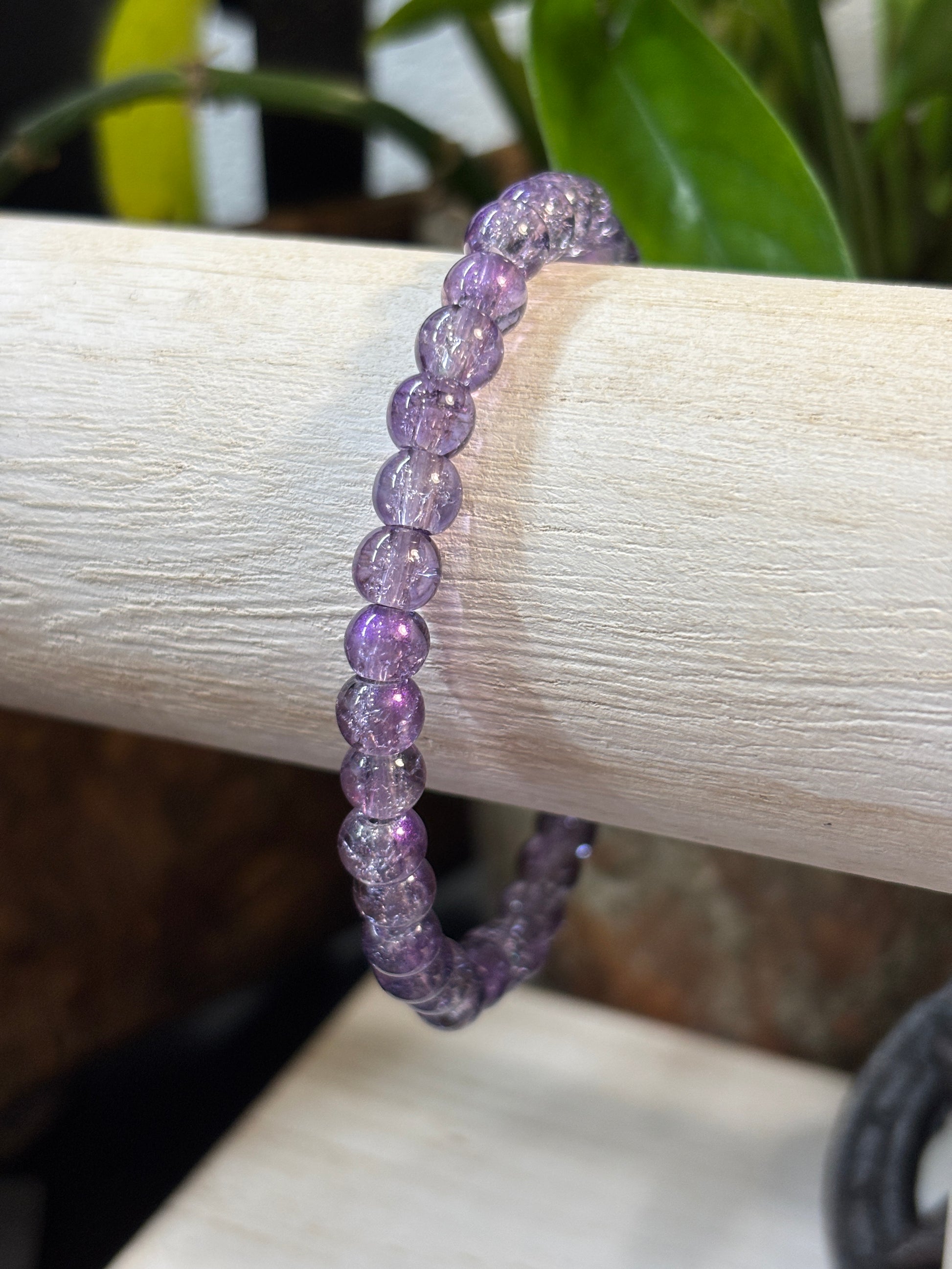 Sparkling Grapes  Handmade Glass Beaded Stretch Bracelet - 1