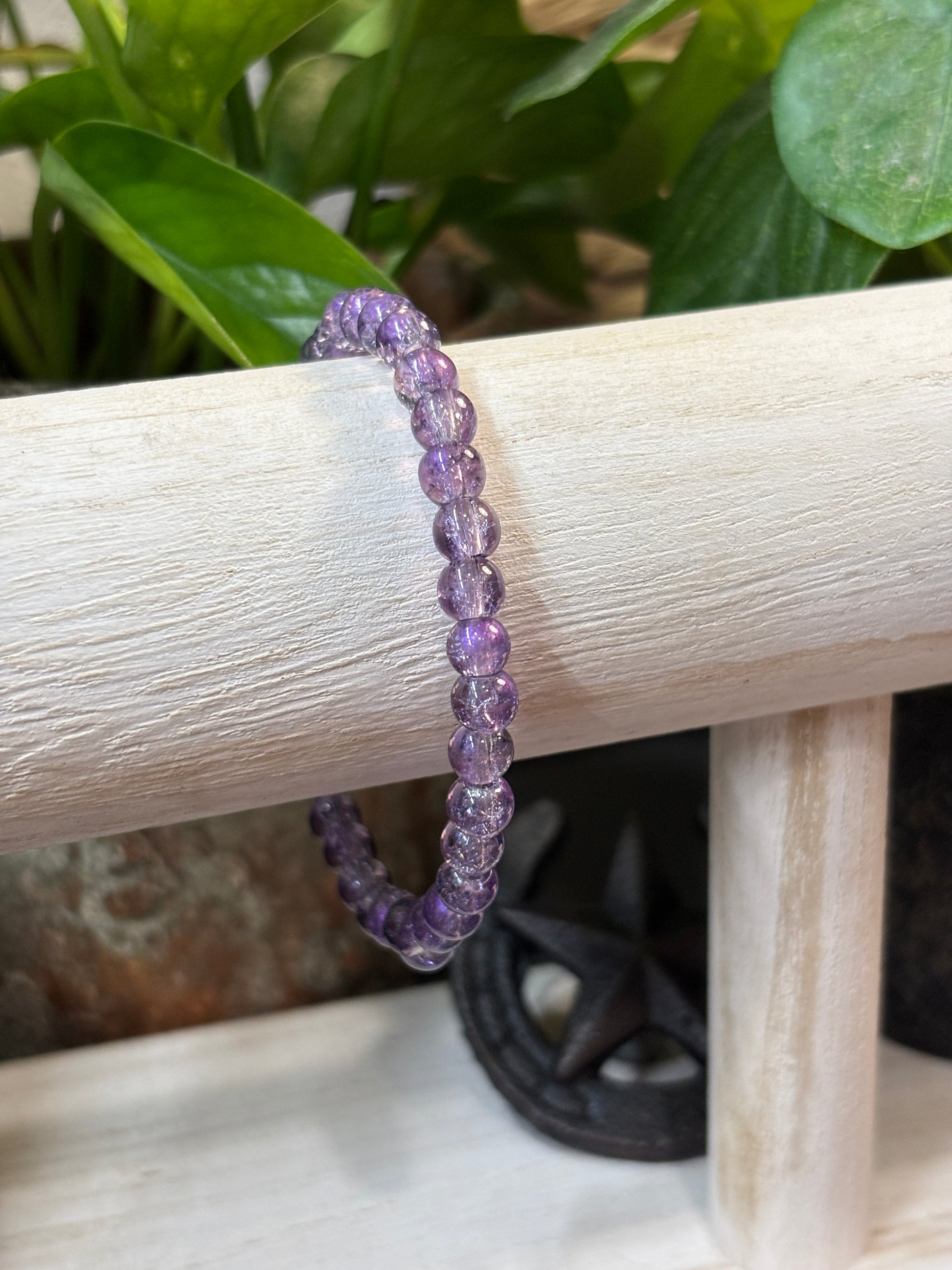 Sparkling Grapes  Handmade Glass Beaded Stretch Bracelet - 2