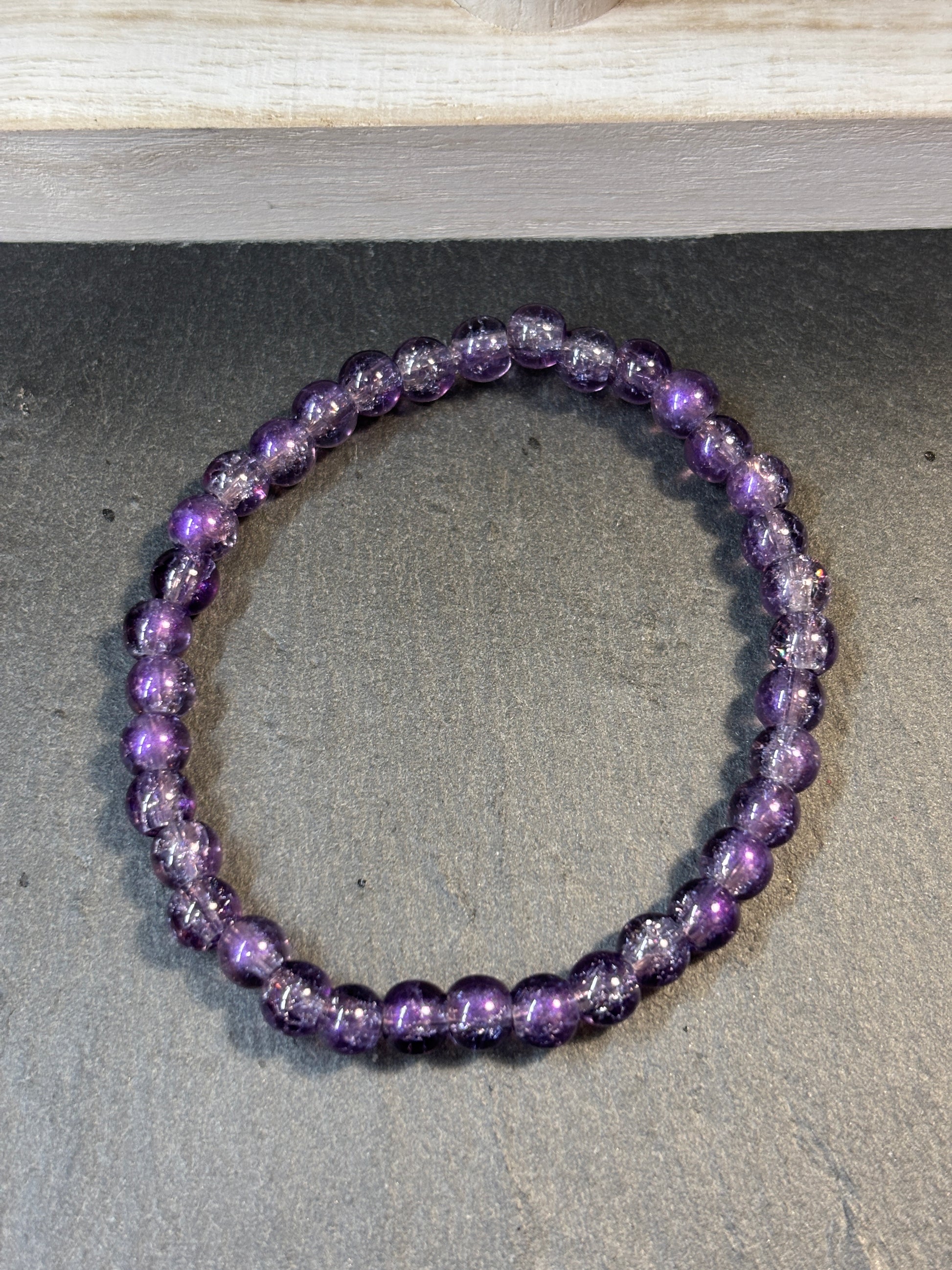 Sparkling Grapes  Handmade Glass Beaded Stretch Bracelet - 4