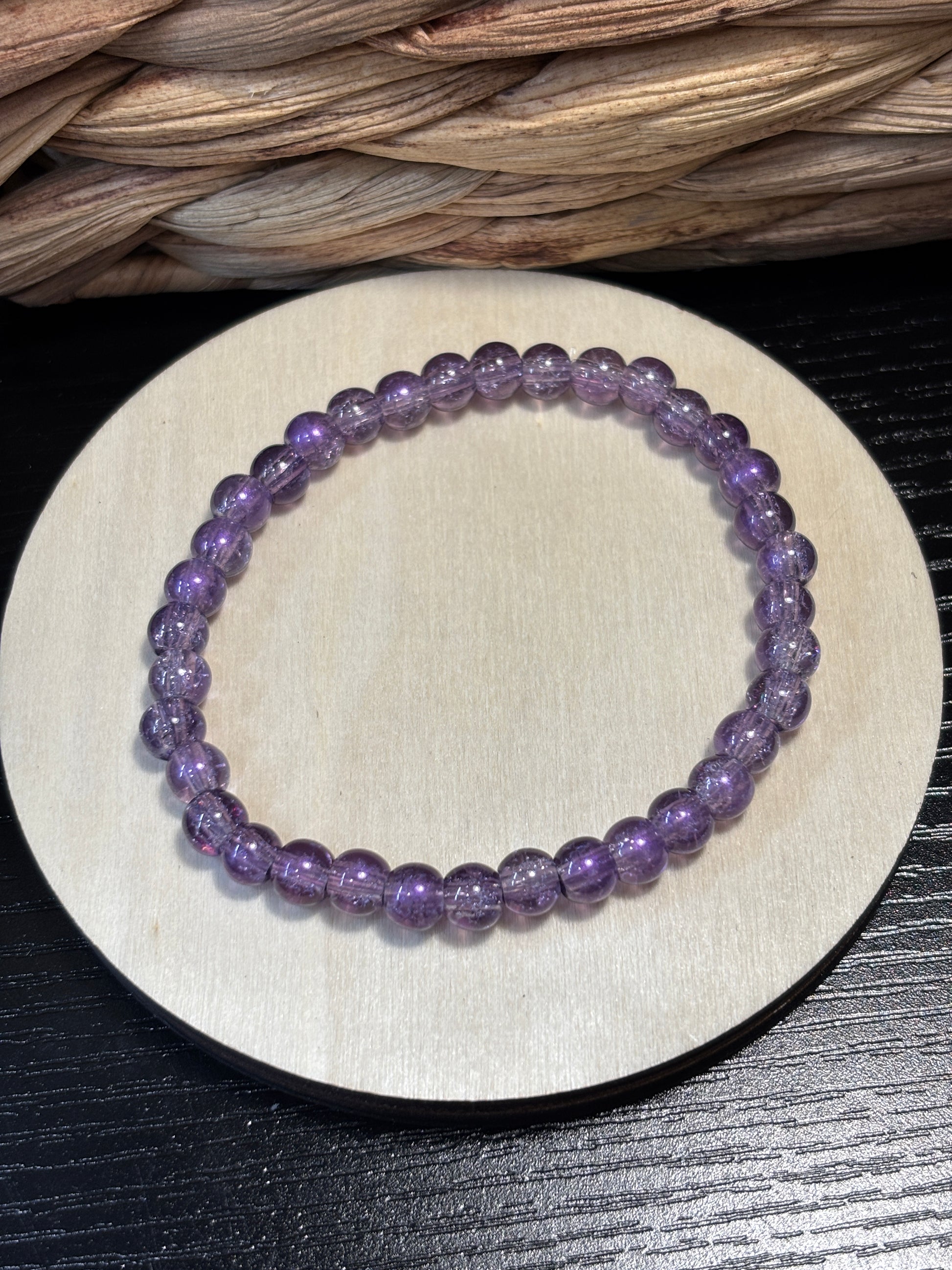 Sparkling Grapes  Handmade Glass Beaded Stretch Bracelet - 3
