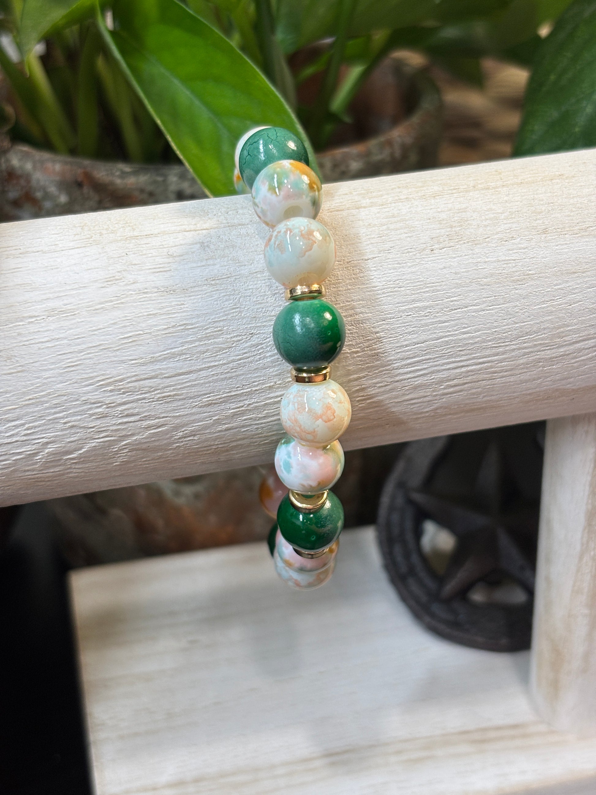 Jackie II  Handmade Glass Beaded Stretch Bracelet - 2