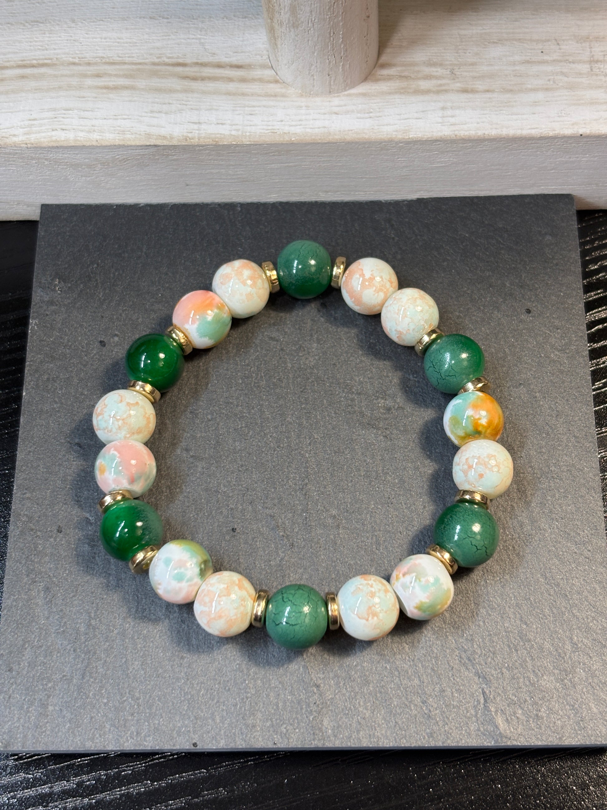 Jackie II  Handmade Glass Beaded Stretch Bracelet - 3