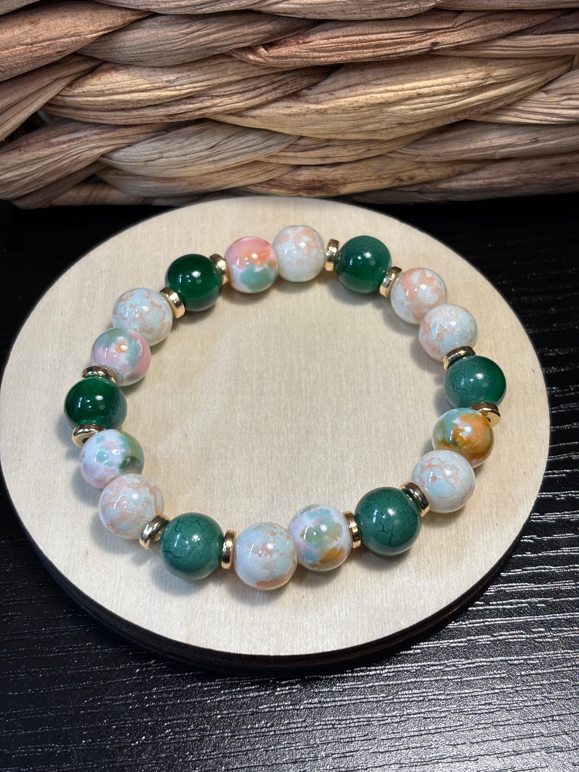 Jackie II  Handmade Glass Beaded Stretch Bracelet - 4