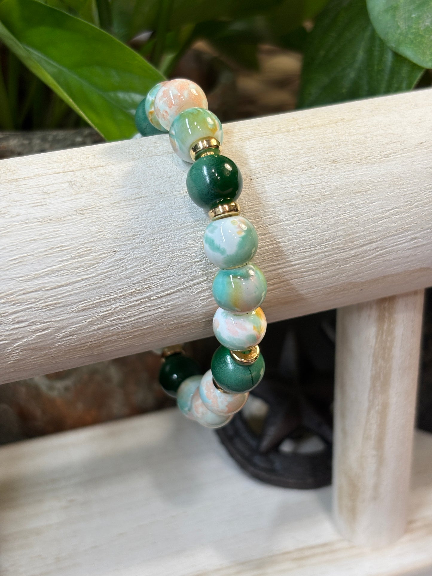 "Jackie" - Handmade Glass Beaded Stretch Bracelet