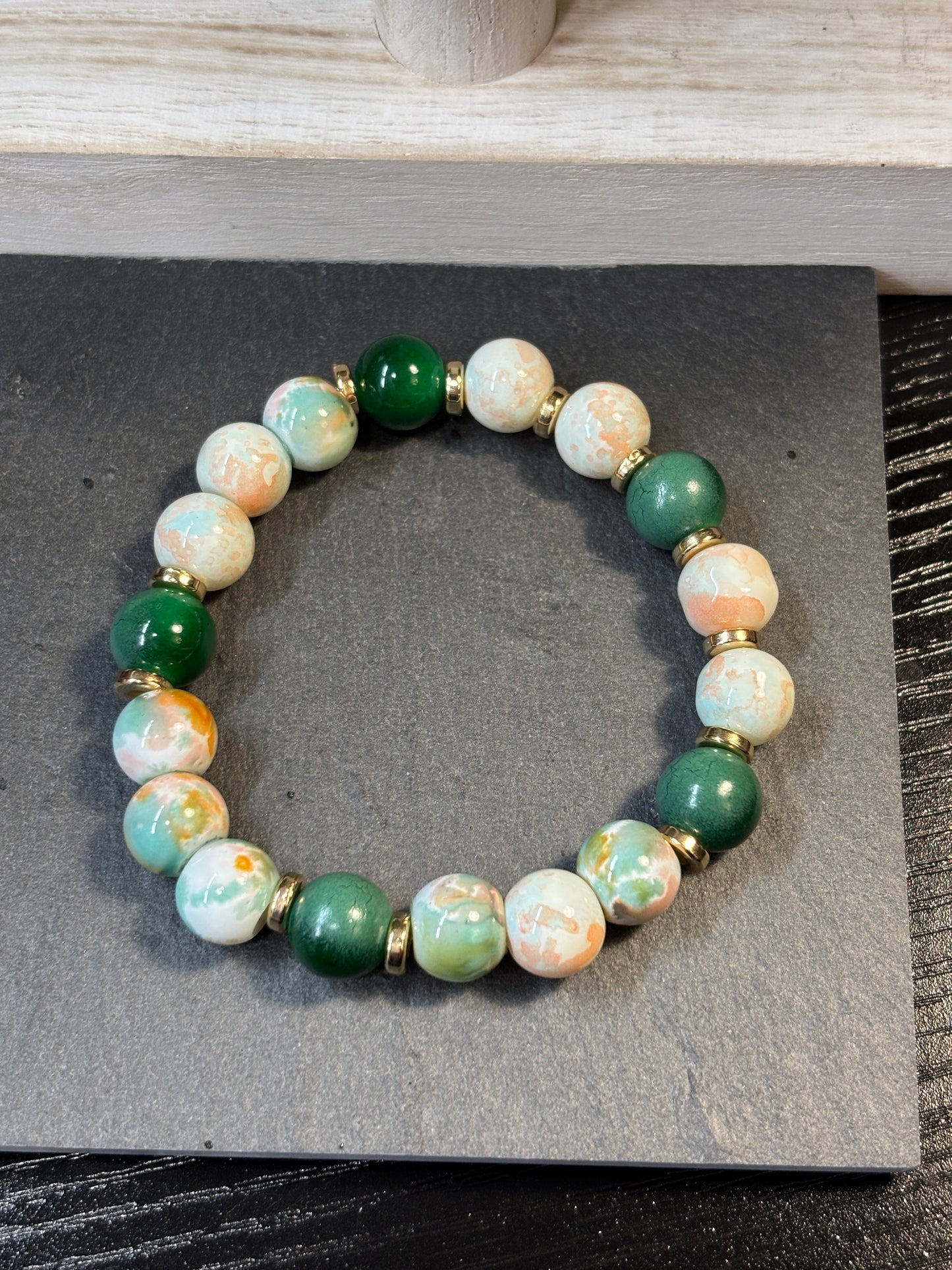 "Jackie" - Handmade Glass Beaded Stretch Bracelet