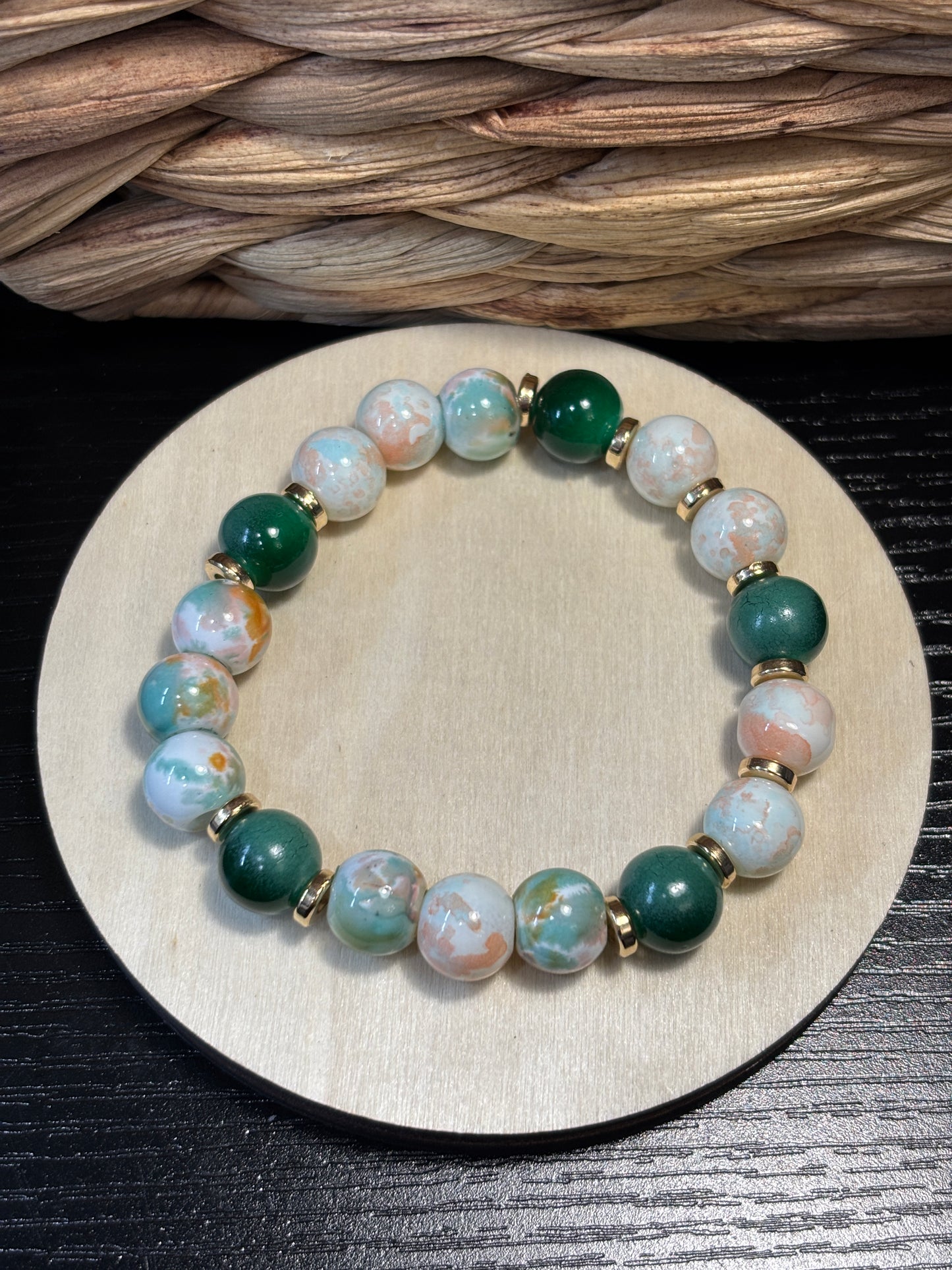 "Jackie" - Handmade Glass Beaded Stretch Bracelet