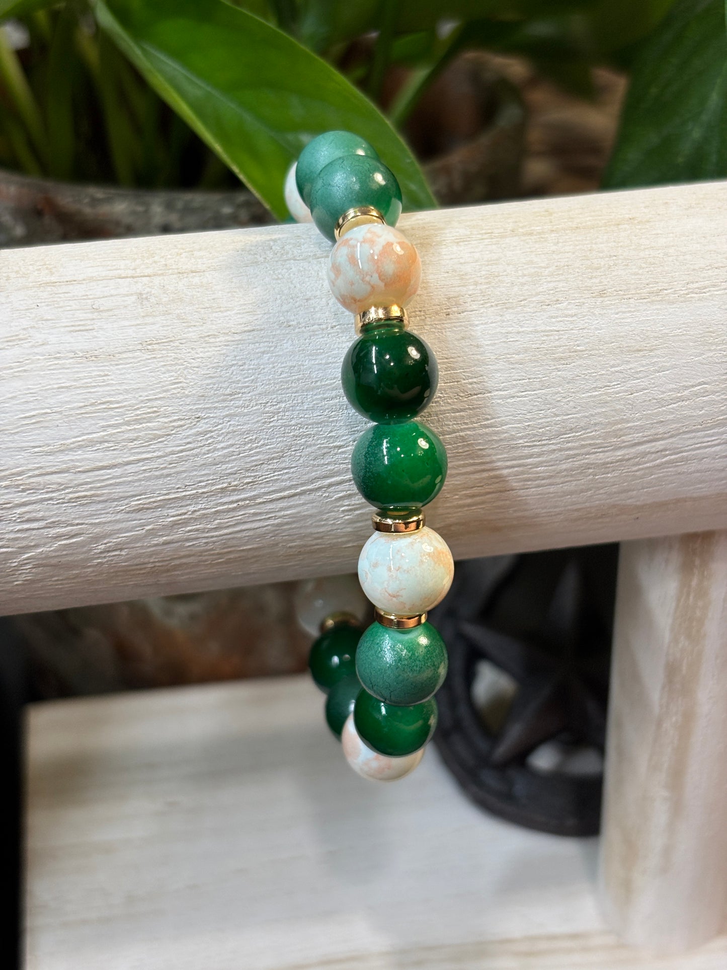 Mona  Handmade Glass Beaded Stretch Bracelet - 2