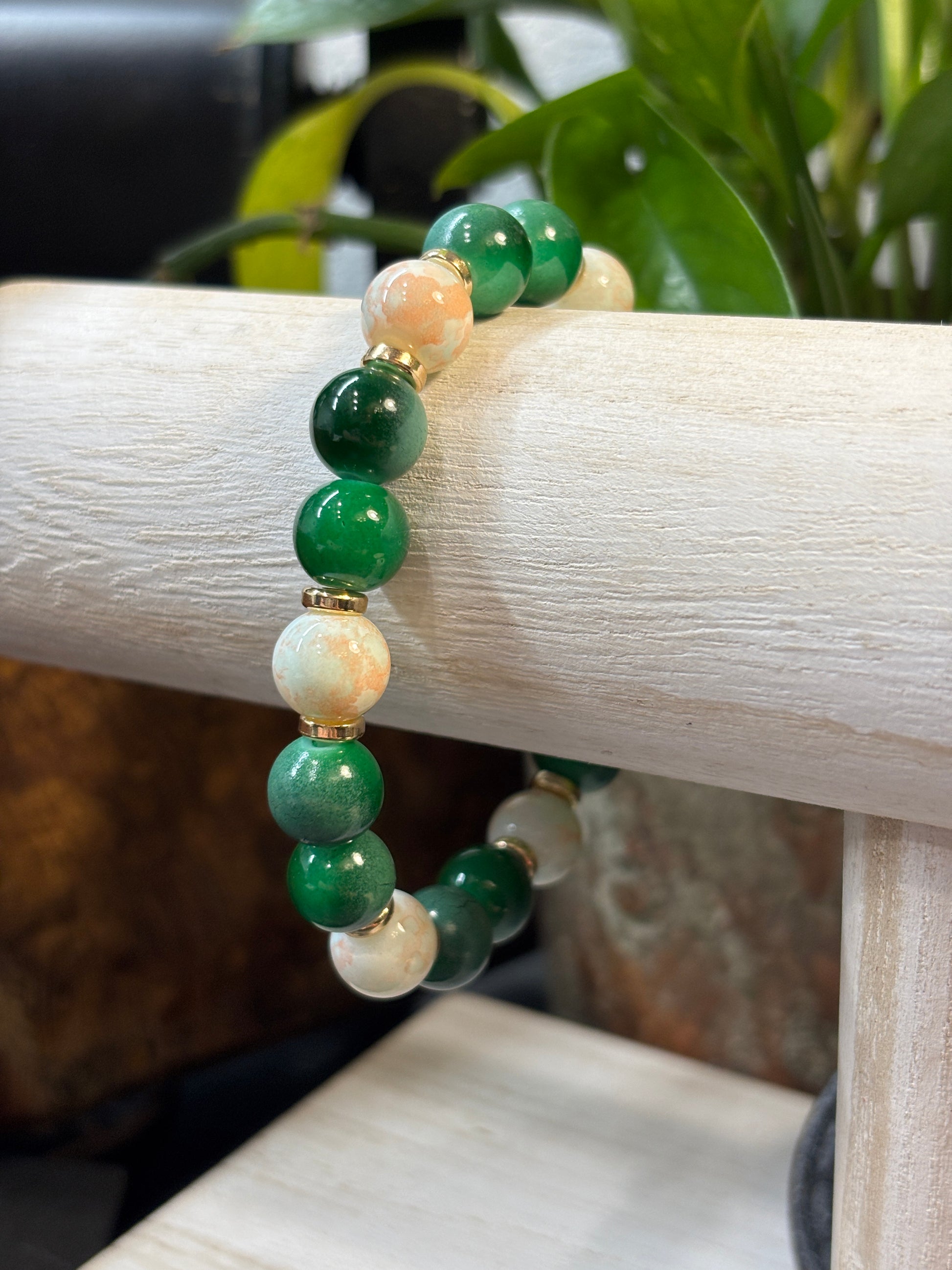 Mona  Handmade Glass Beaded Stretch Bracelet - 1