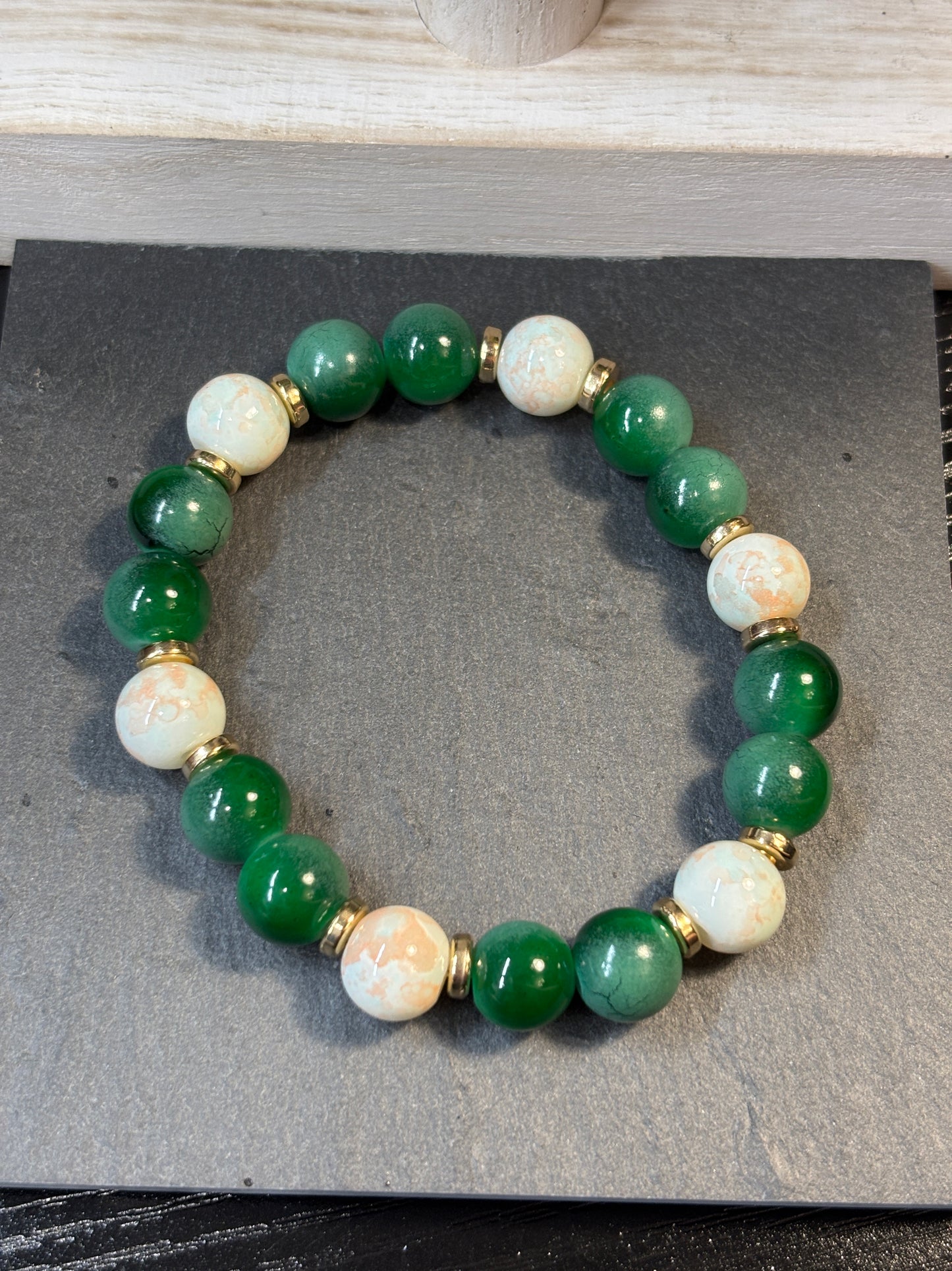 Mona  Handmade Glass Beaded Stretch Bracelet - 3