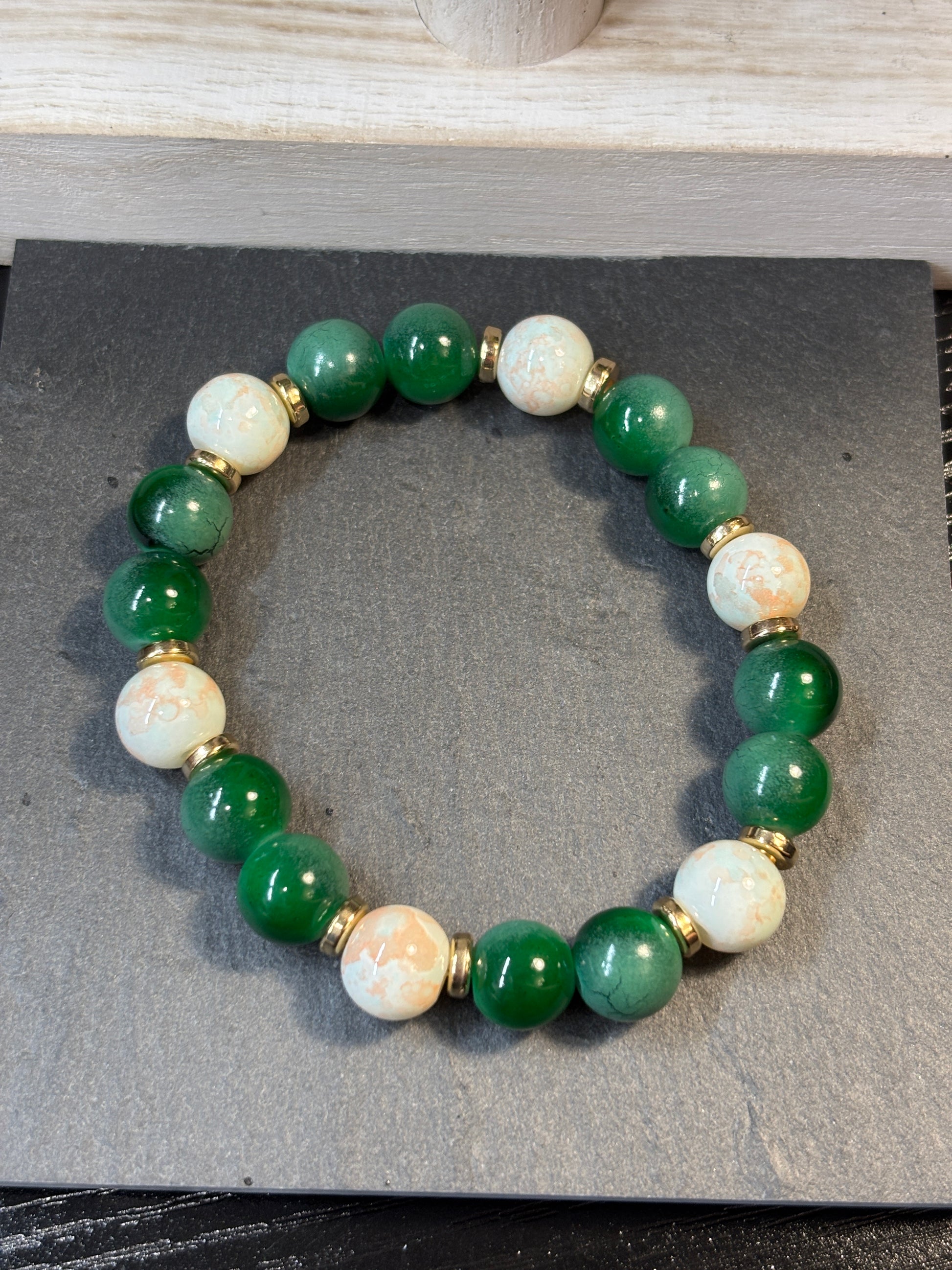 Mona  Handmade Glass Beaded Stretch Bracelet - 3