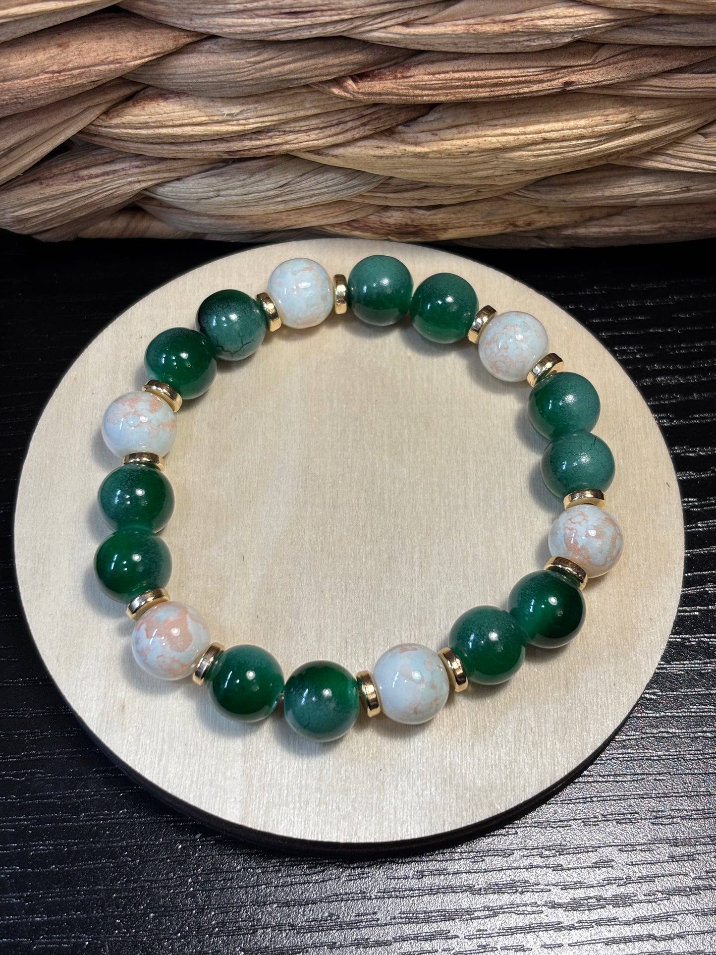 Mona  Handmade Glass Beaded Stretch Bracelet - 4