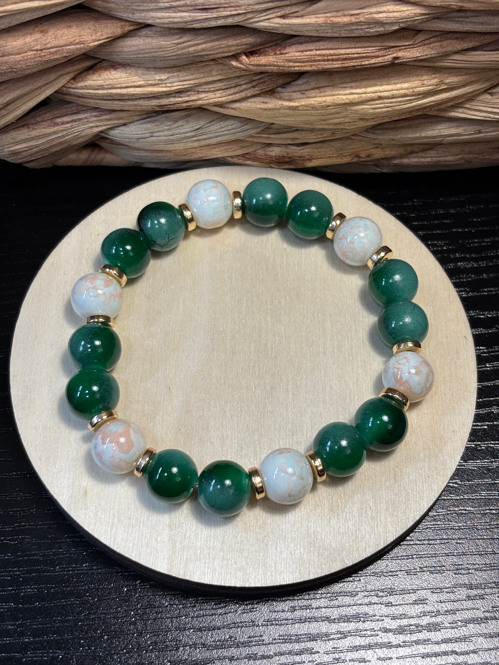 Mona  Handmade Glass Beaded Stretch Bracelet - 4