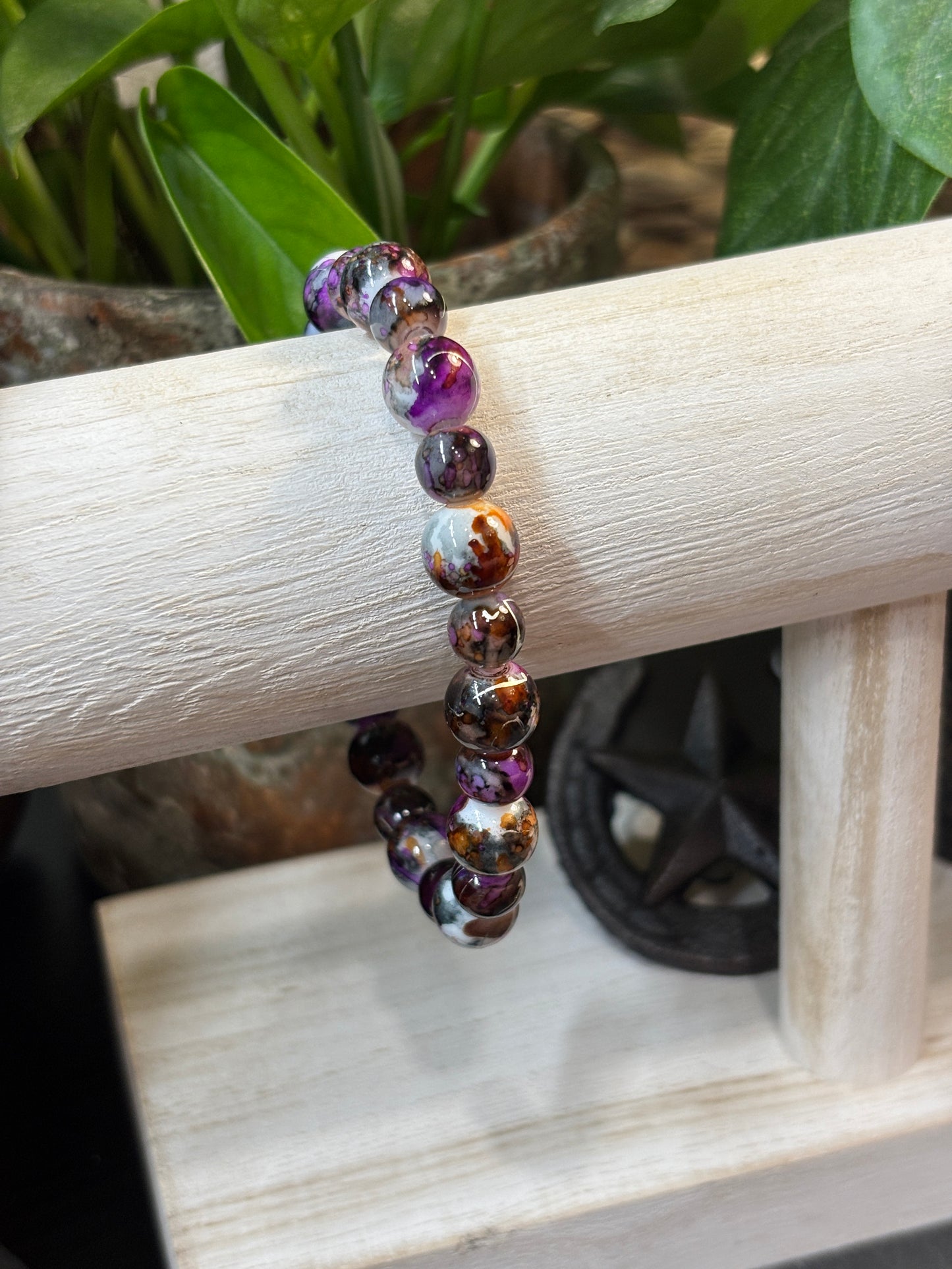 "Remington" - Handmade Glass Beaded Stretch Bracelet