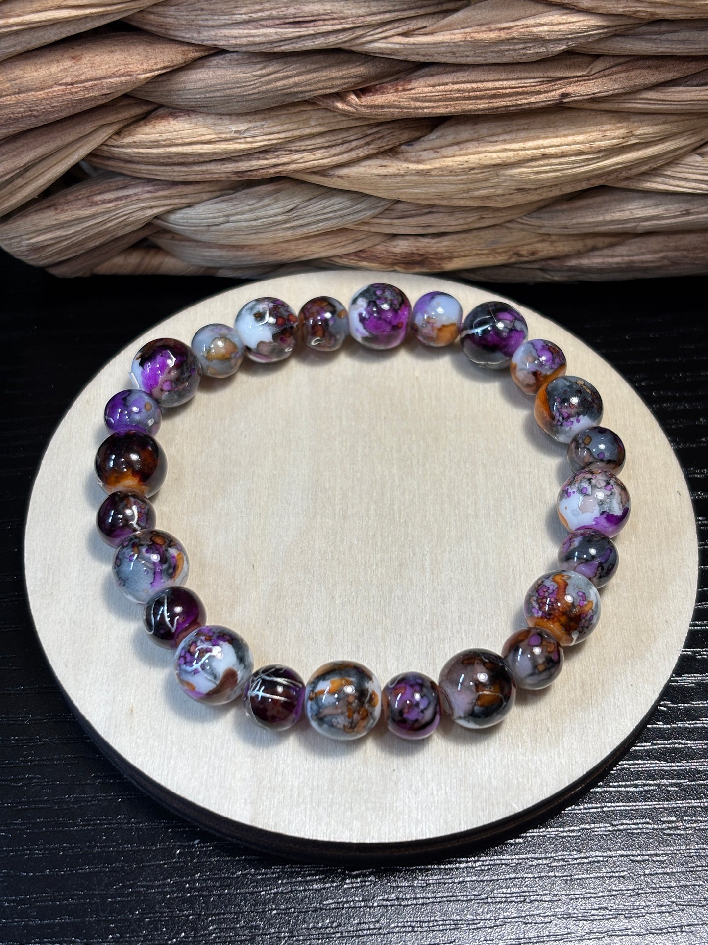 "Remington" - Handmade Glass Beaded Stretch Bracelet