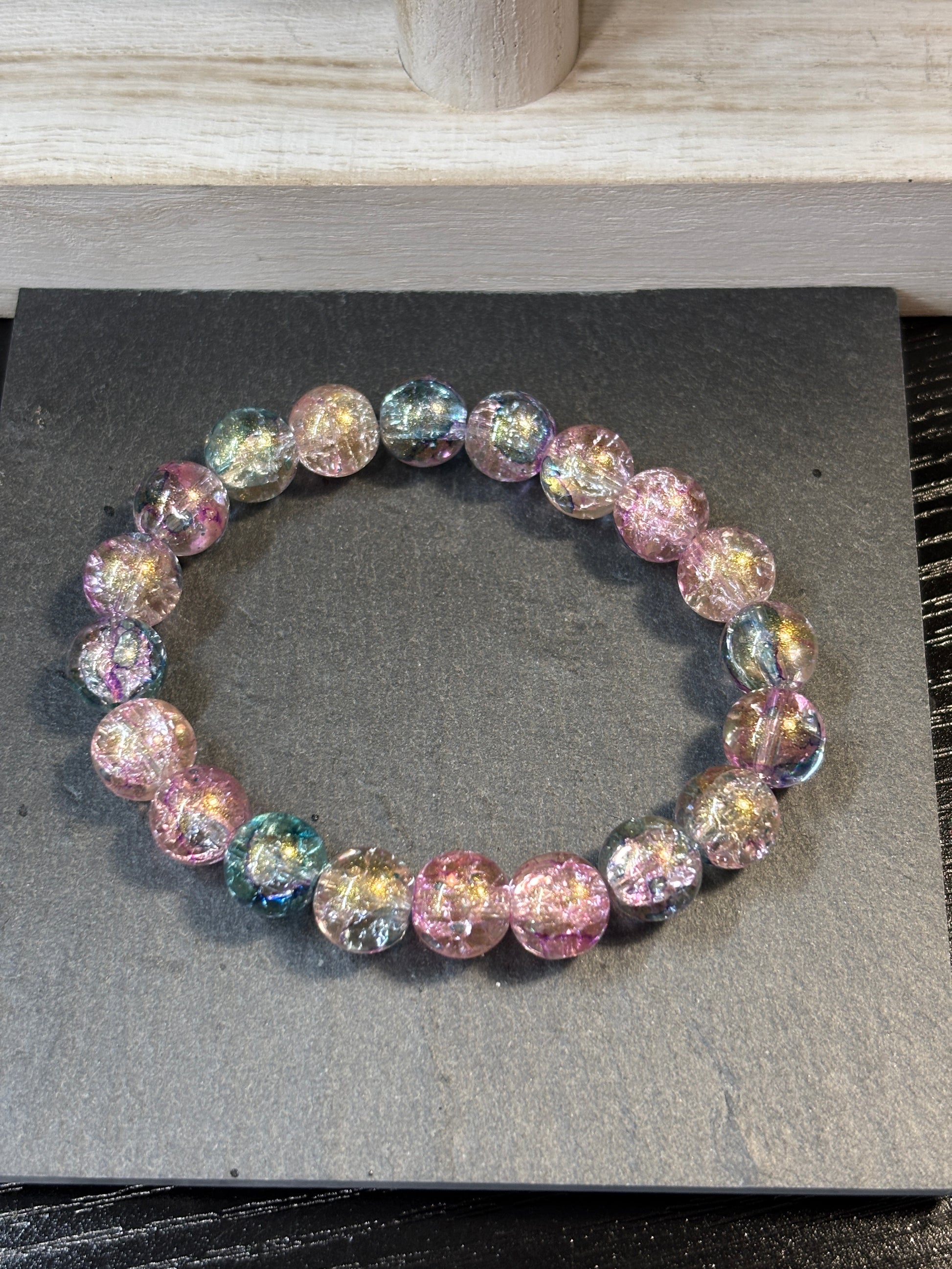 Celeste  Handmade Glass Beaded Stretch Bracelet - 4