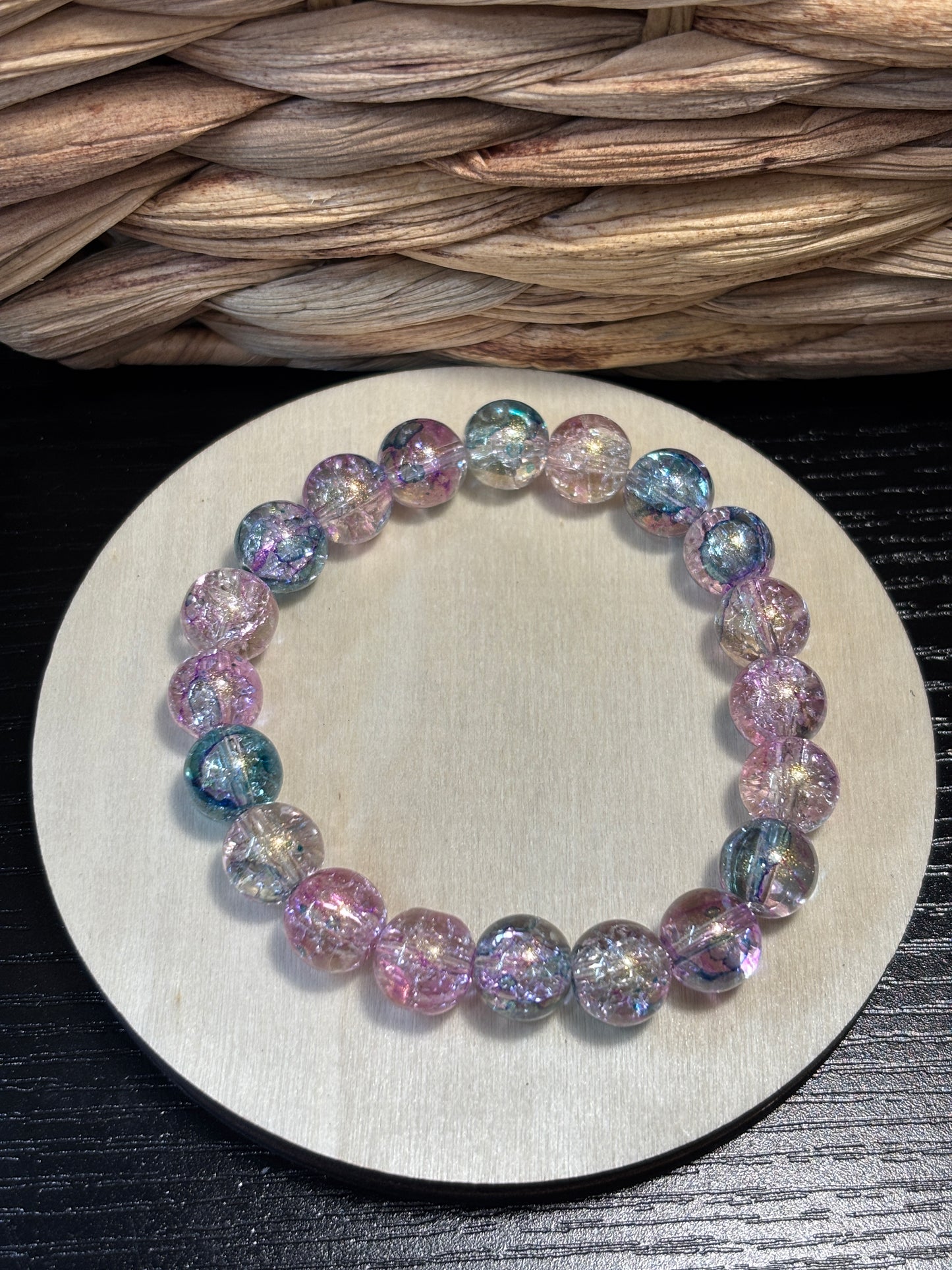 Celeste  Handmade Glass Beaded Stretch Bracelet - 5