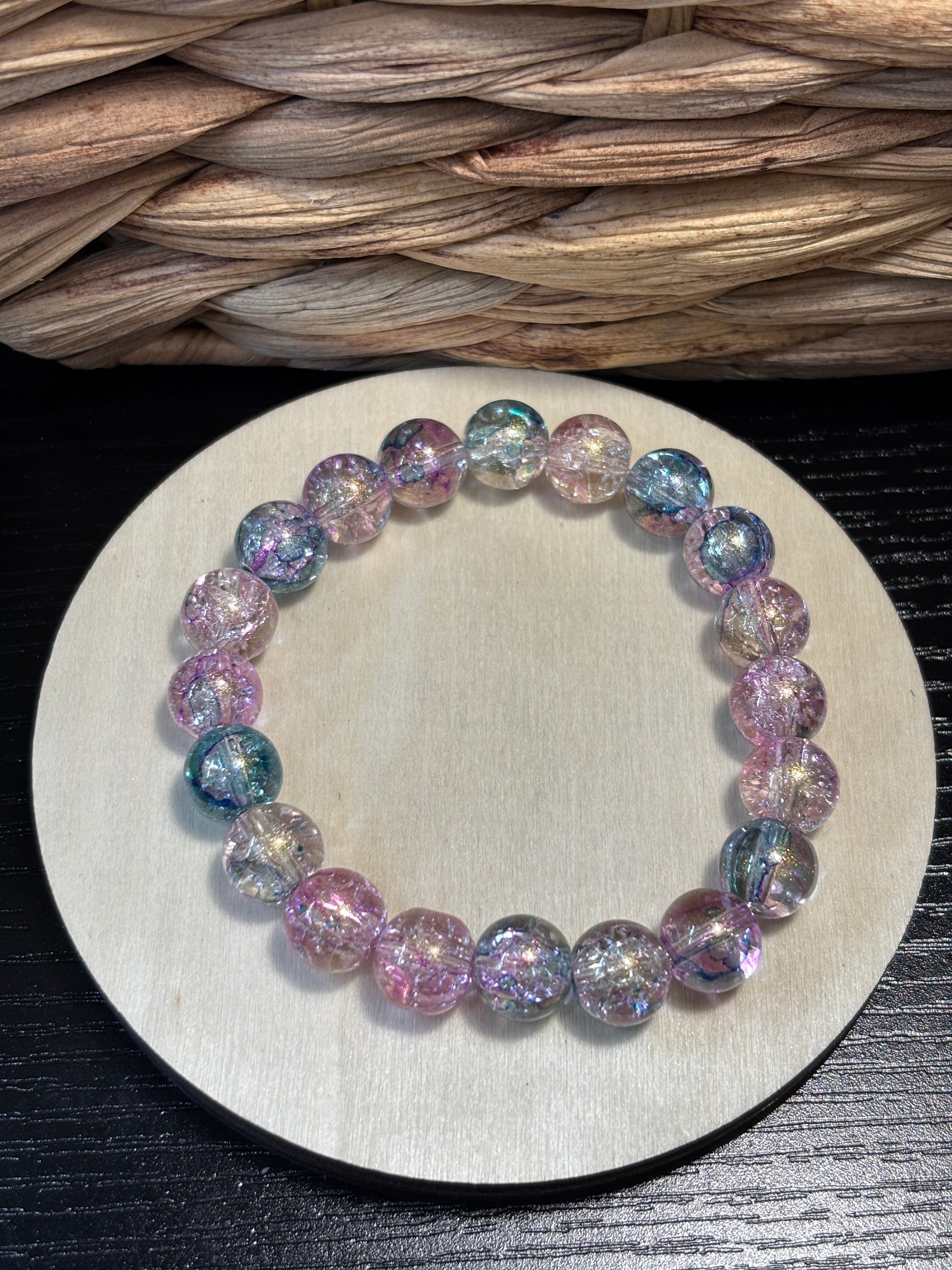 Celeste  Handmade Glass Beaded Stretch Bracelet - 5