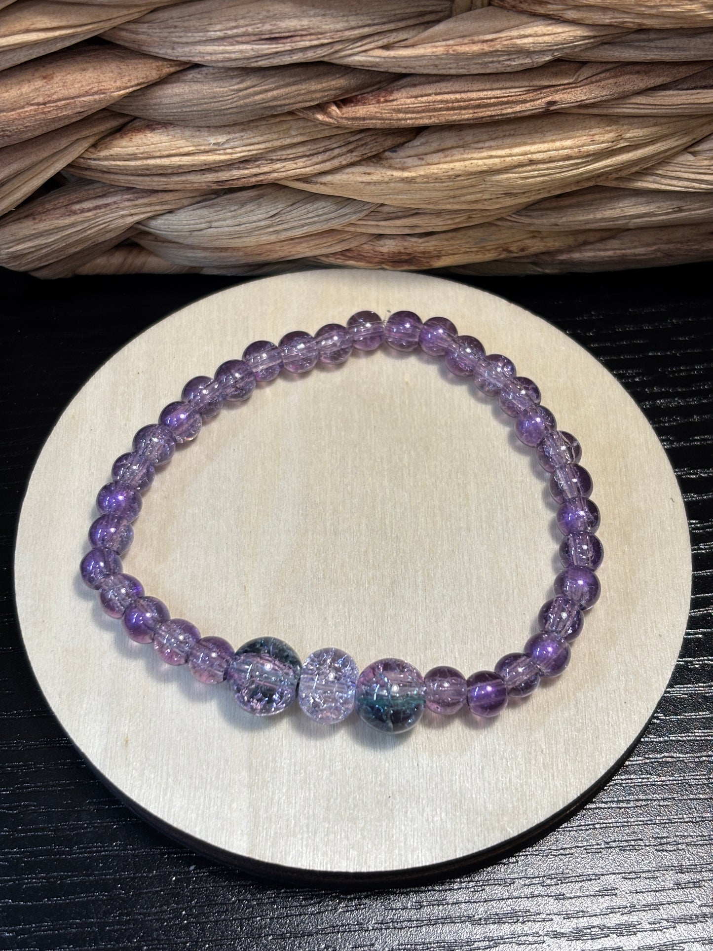 Jasmine  Handmade Glass Beaded Stretch Bracelet - 4