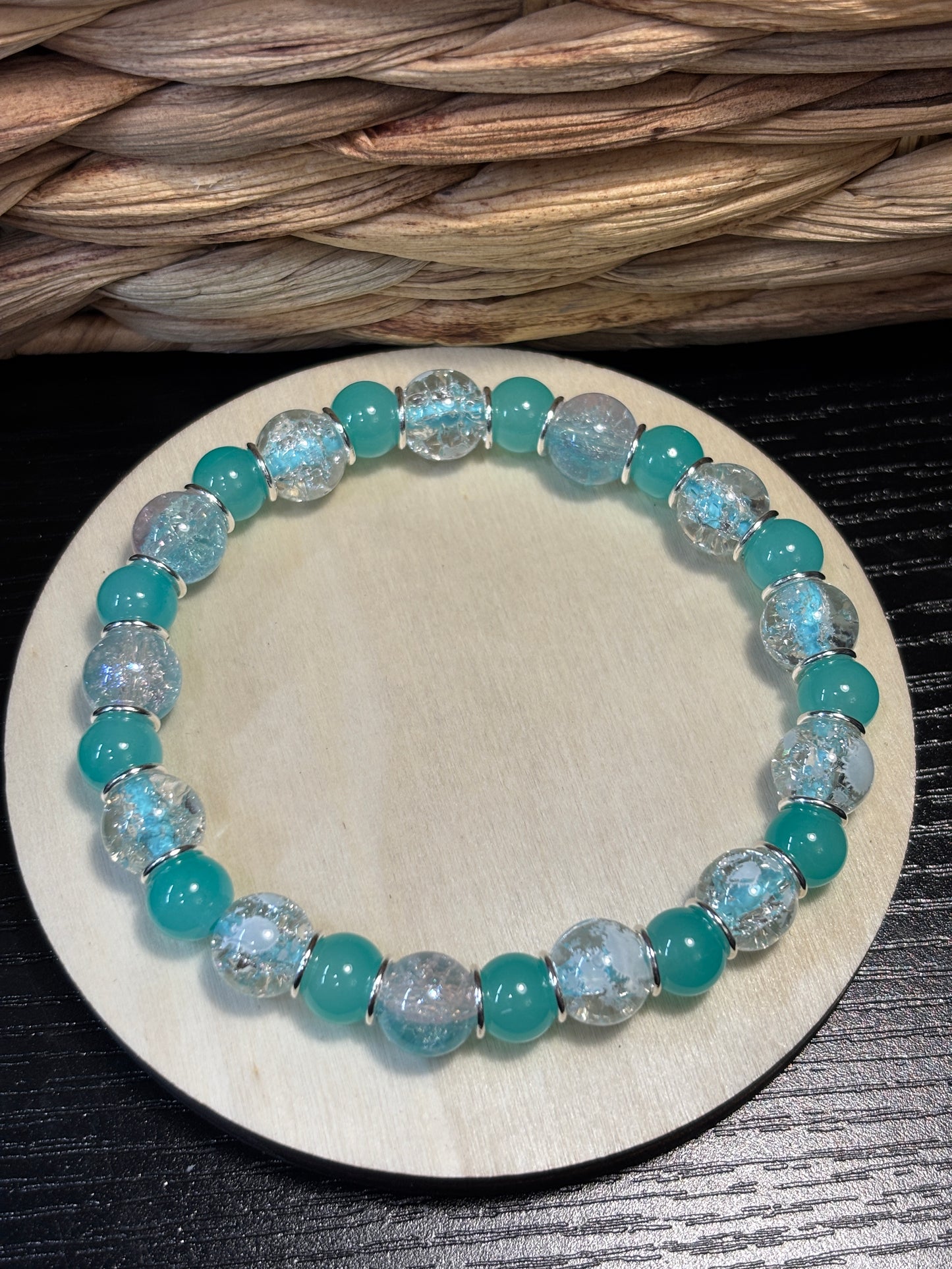 "Water Dance II" - Handmade Glass Beaded Stretch Bracelet