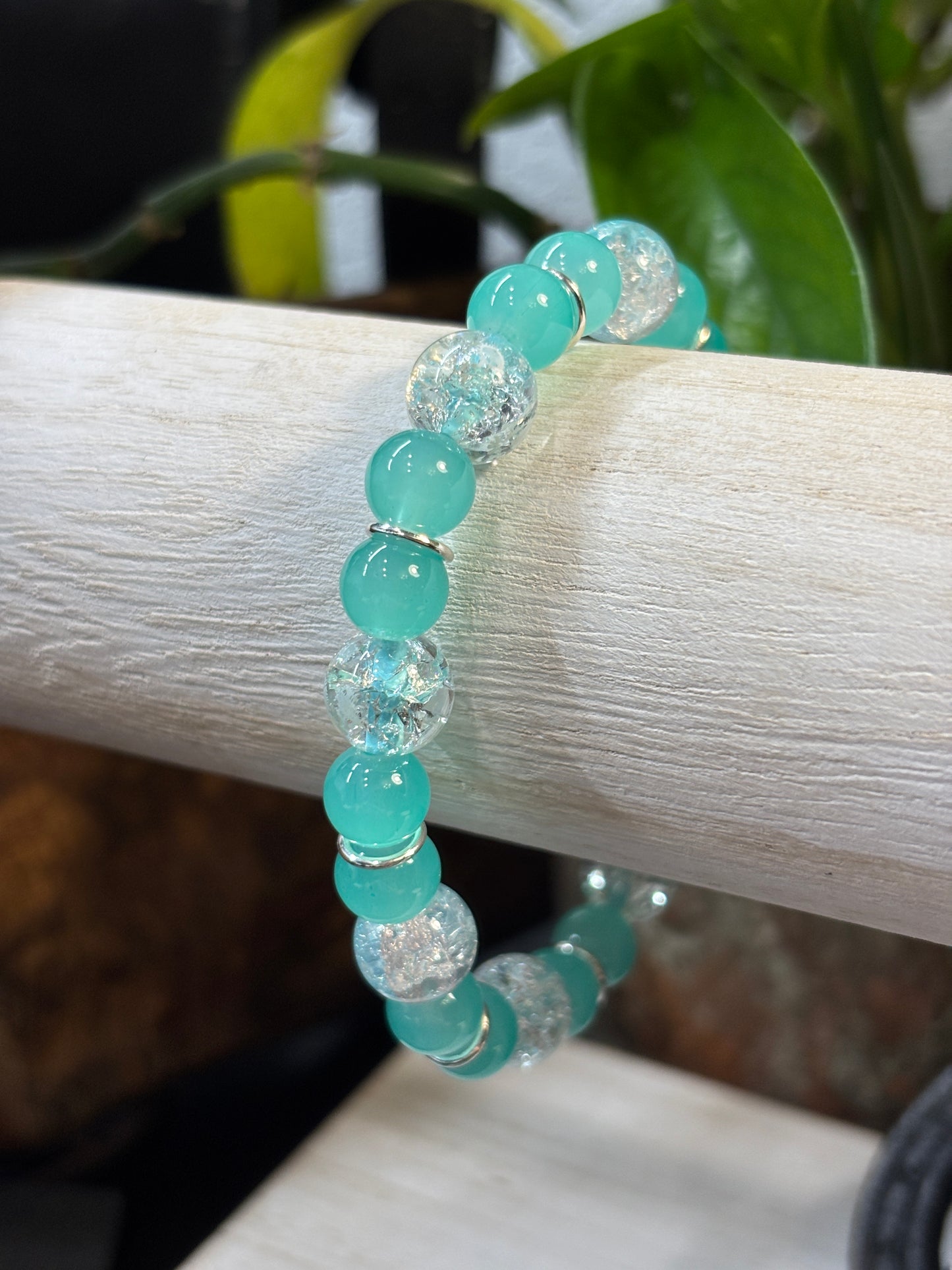 "Water Dance III" - Handmade Glass Beaded Stretch Bracelet