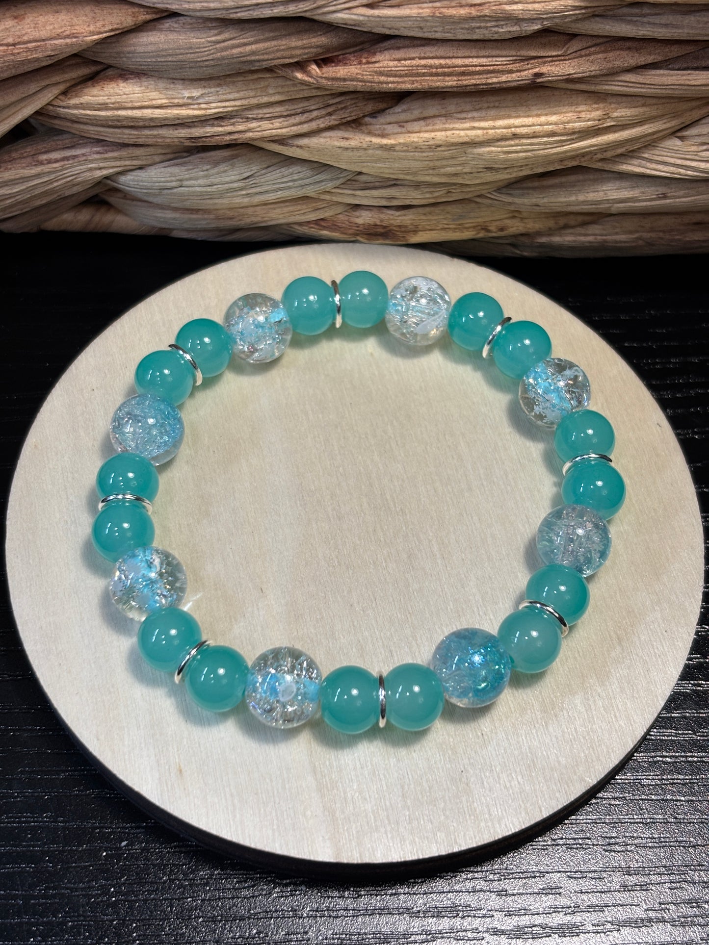 "Water Dance III" - Handmade Glass Beaded Stretch Bracelet