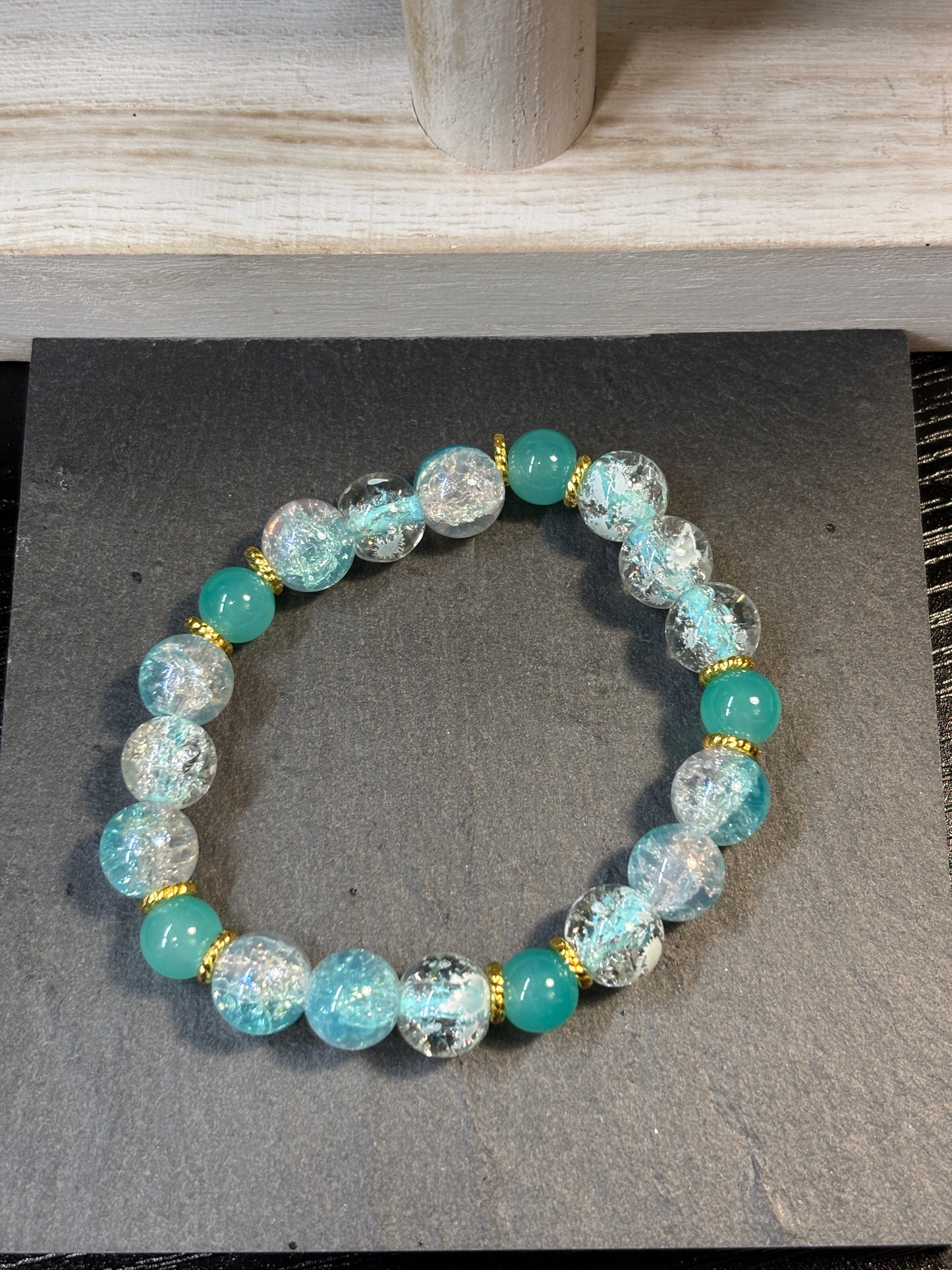 "Water Angel" - Handmade Glass Beaded Stretch Bracelet