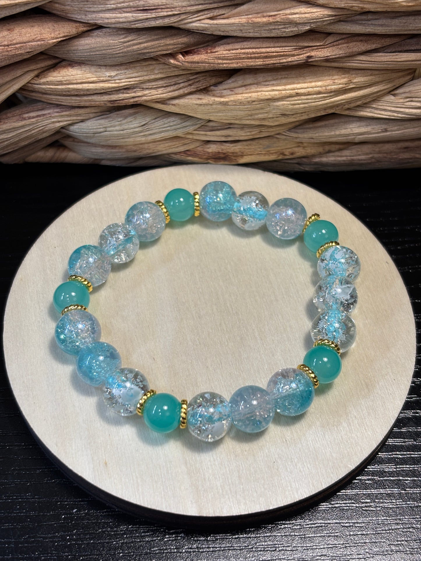 "Water Angel" - Handmade Glass Beaded Stretch Bracelet