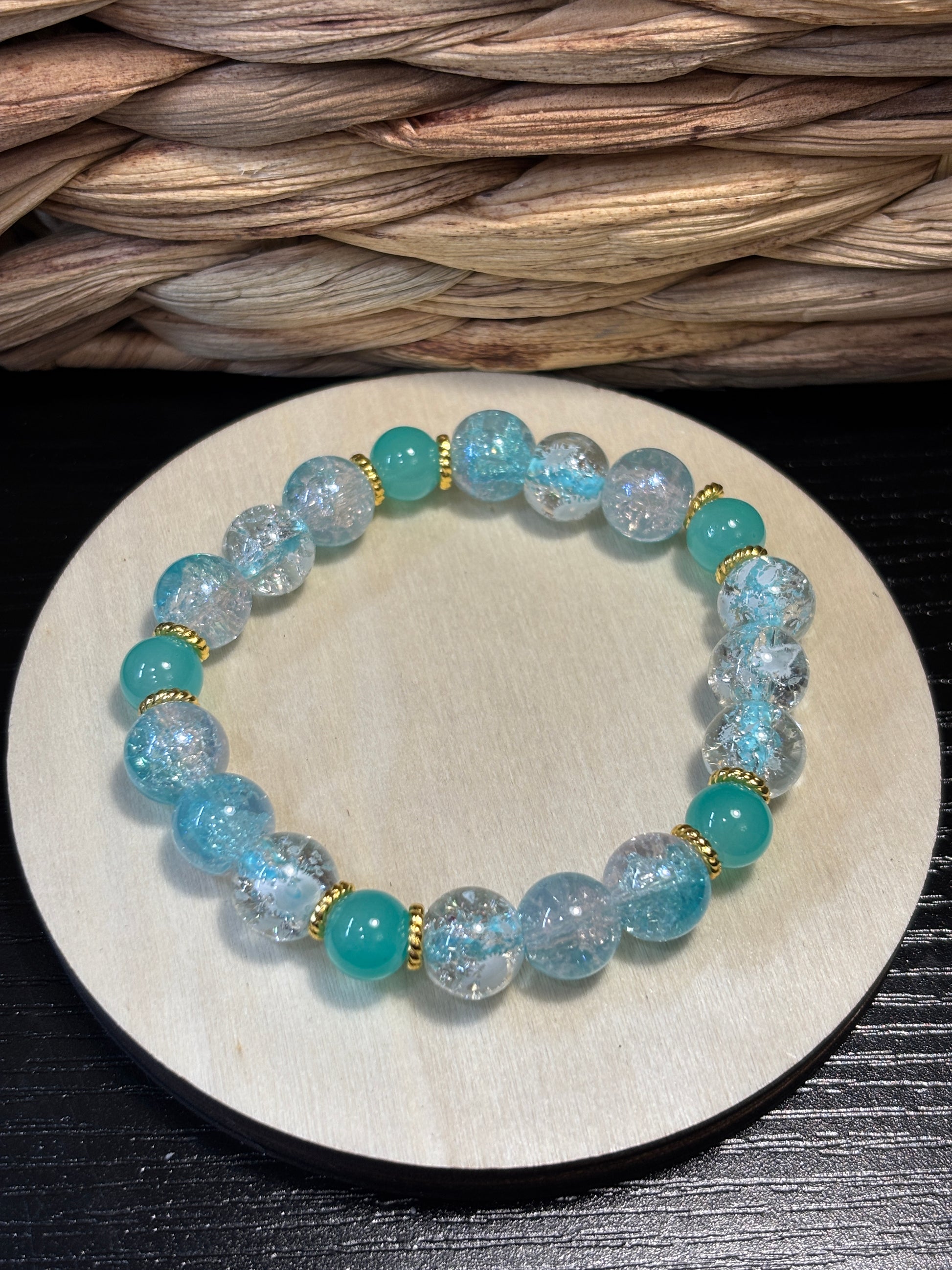 Water Angel  Handmade Glass Beaded Stretch Bracelet - 4