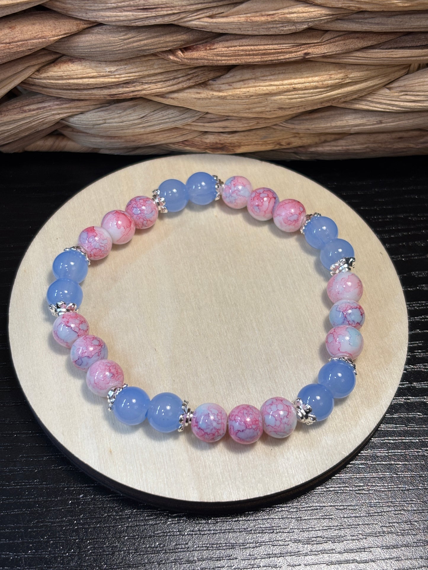 Baby Shower II Handmade Glass Beaded Stretch Bracelet - 4