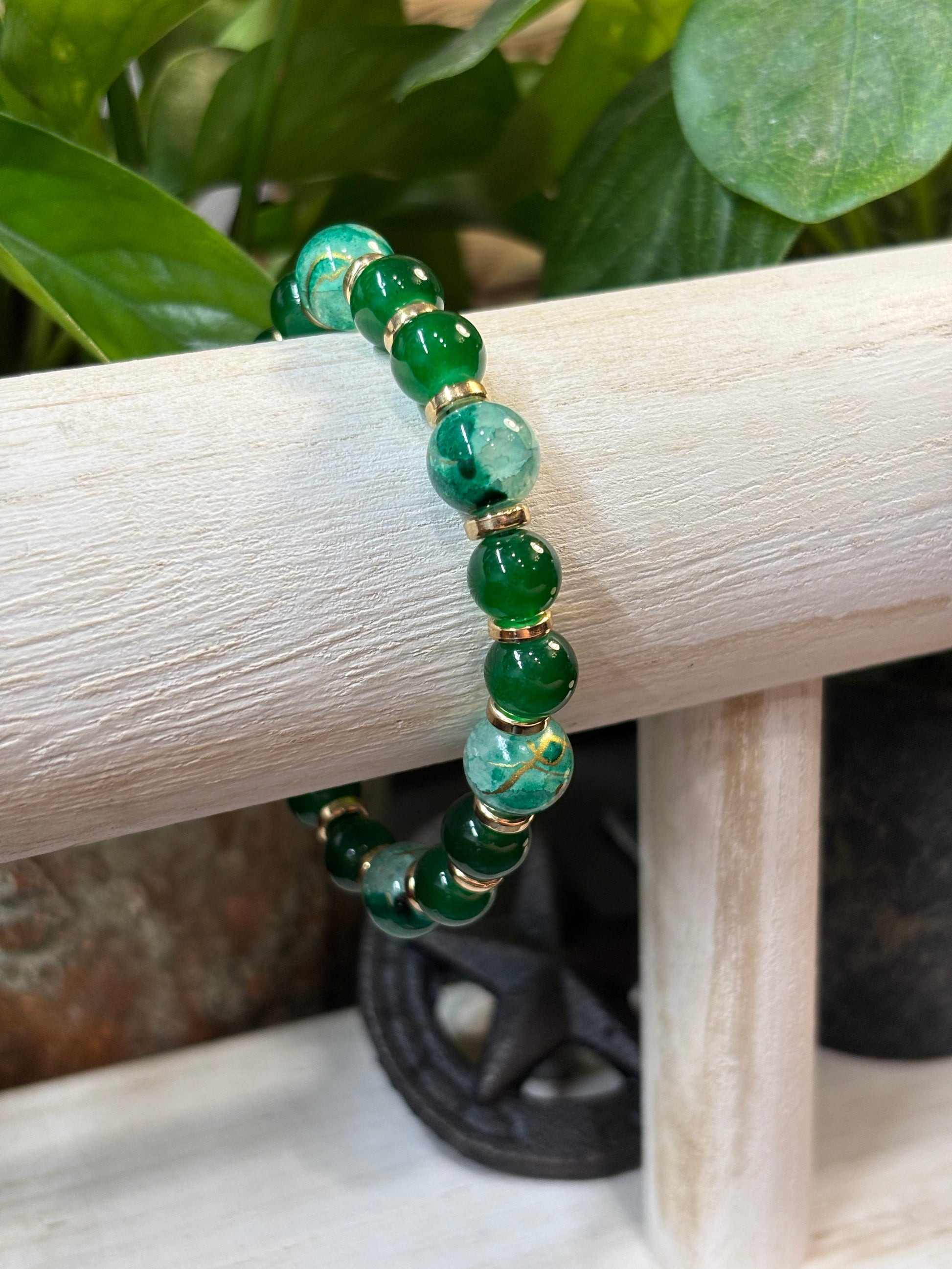 Julia II  Handmade Glass Beaded Stretch Bracelet - 2