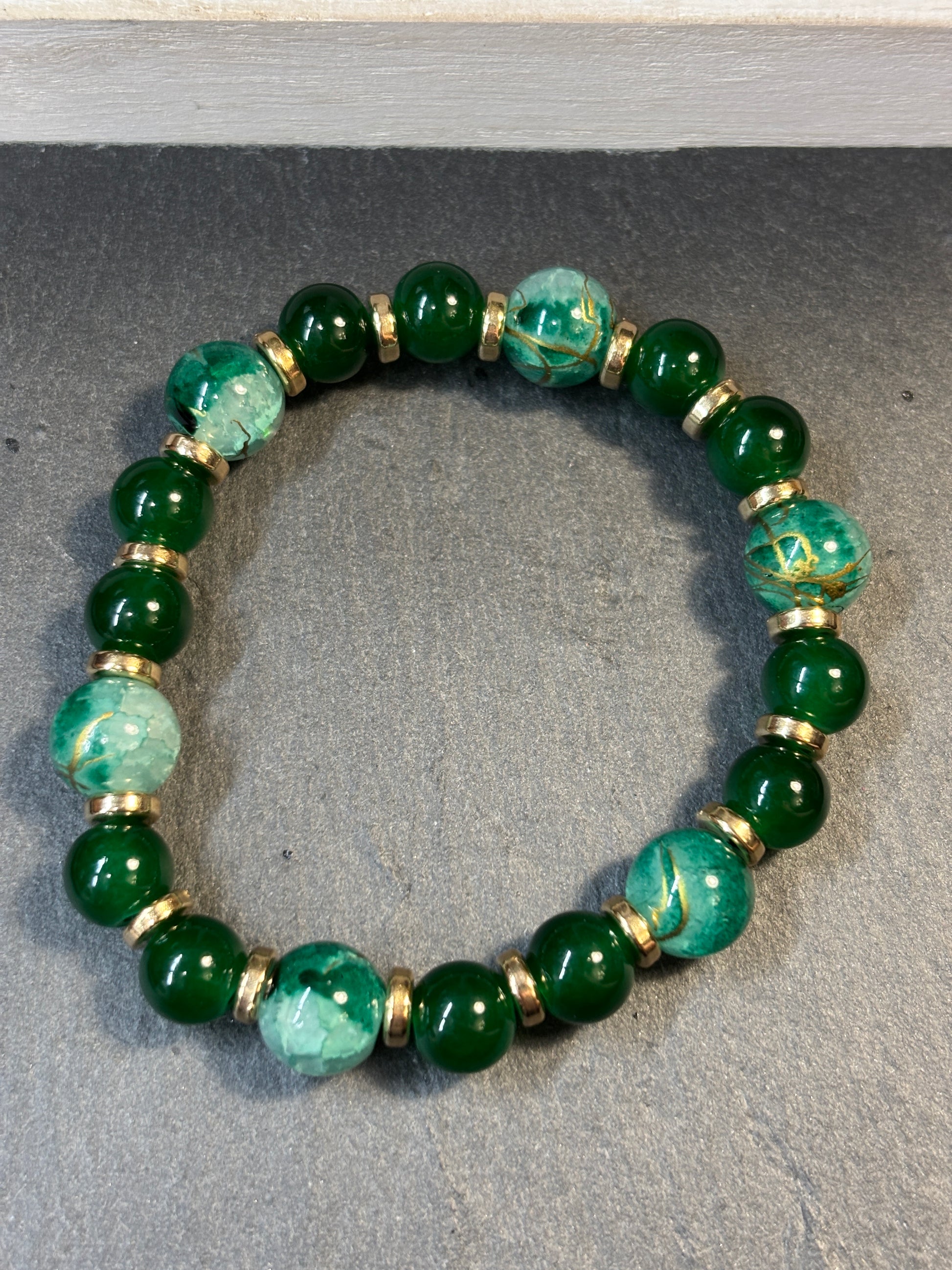 Julia II  Handmade Glass Beaded Stretch Bracelet - 3