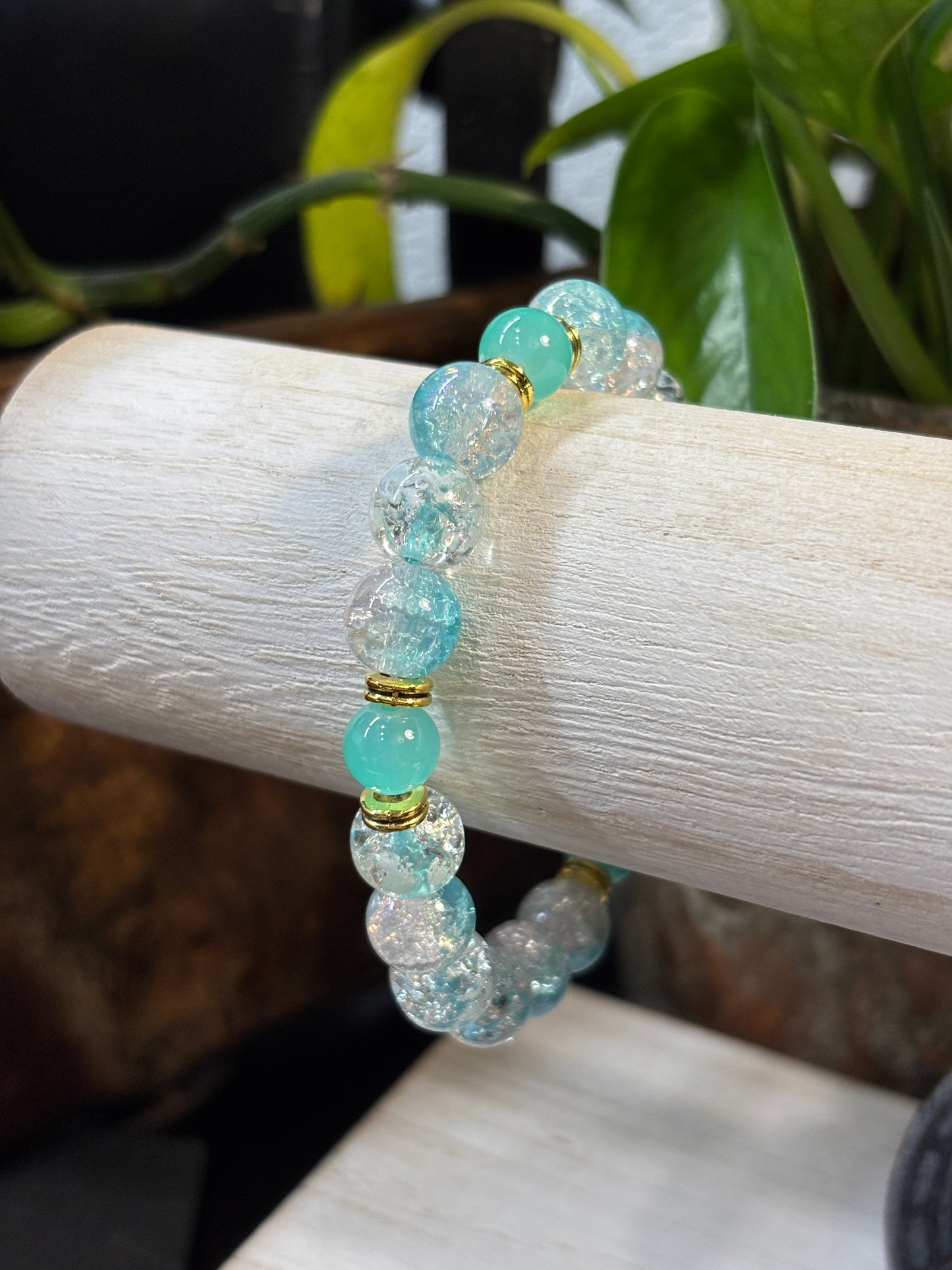 Water Angel II Handmade Glass Beaded Stretch Bracelet - 1