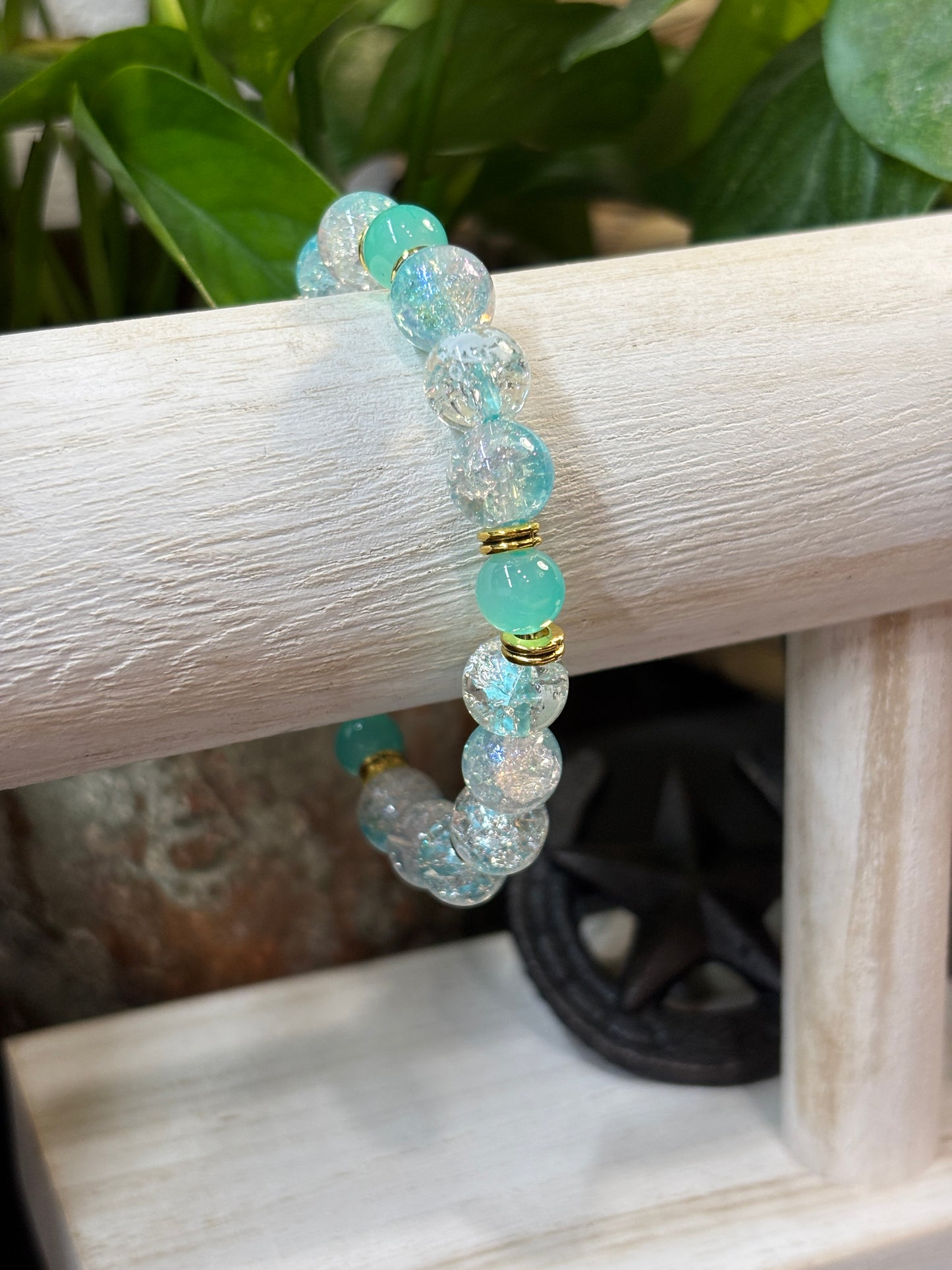 Water Angel II Handmade Glass Beaded Stretch Bracelet - 2