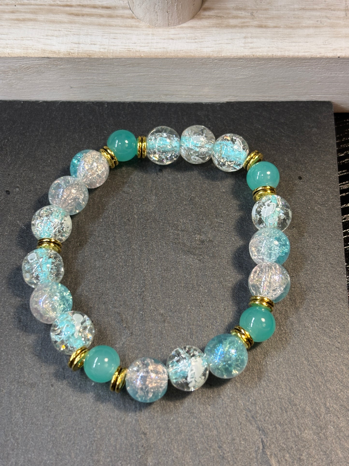 Water Angel II Handmade Glass Beaded Stretch Bracelet - 3