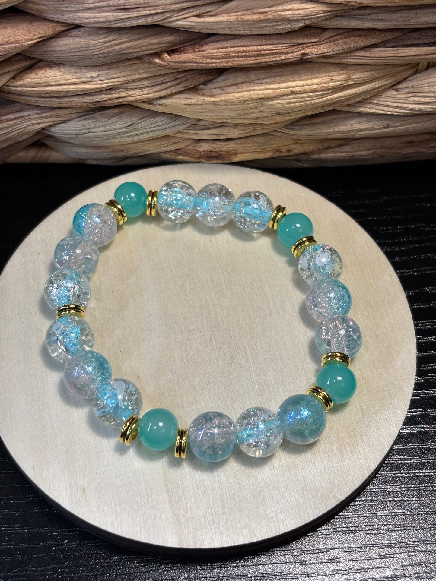 Water Angel II Handmade Glass Beaded Stretch Bracelet - 4