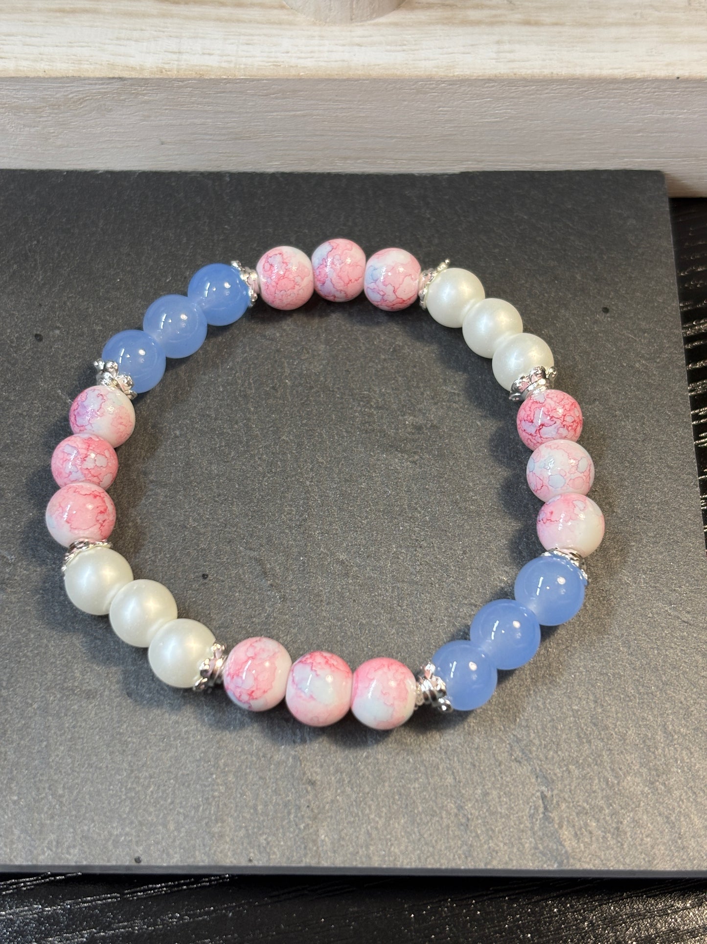 "Baby Shower" - Handmade Glass Beaded Stretch Bracelet