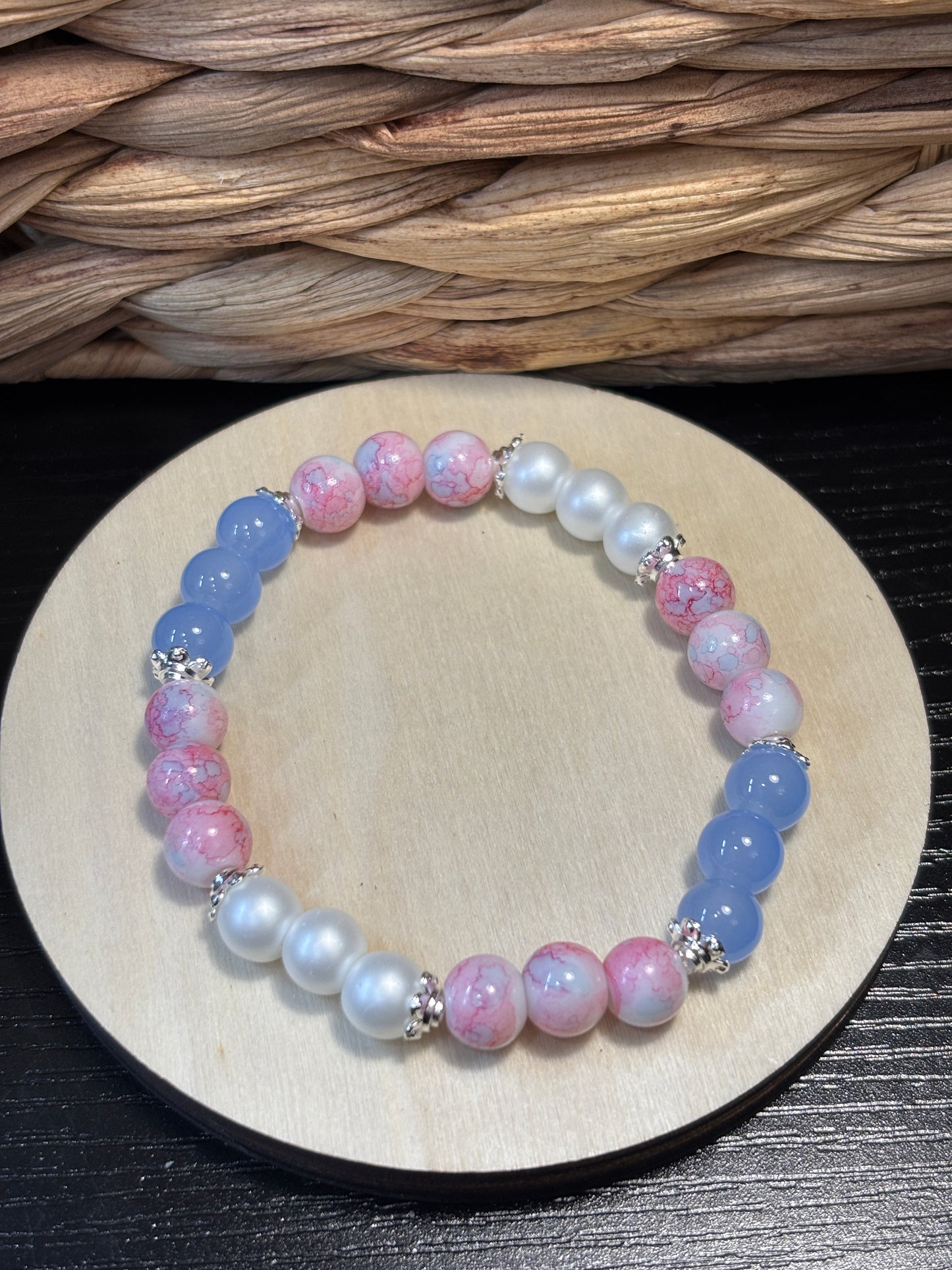 "Baby Shower" - Handmade Glass Beaded Stretch Bracelet