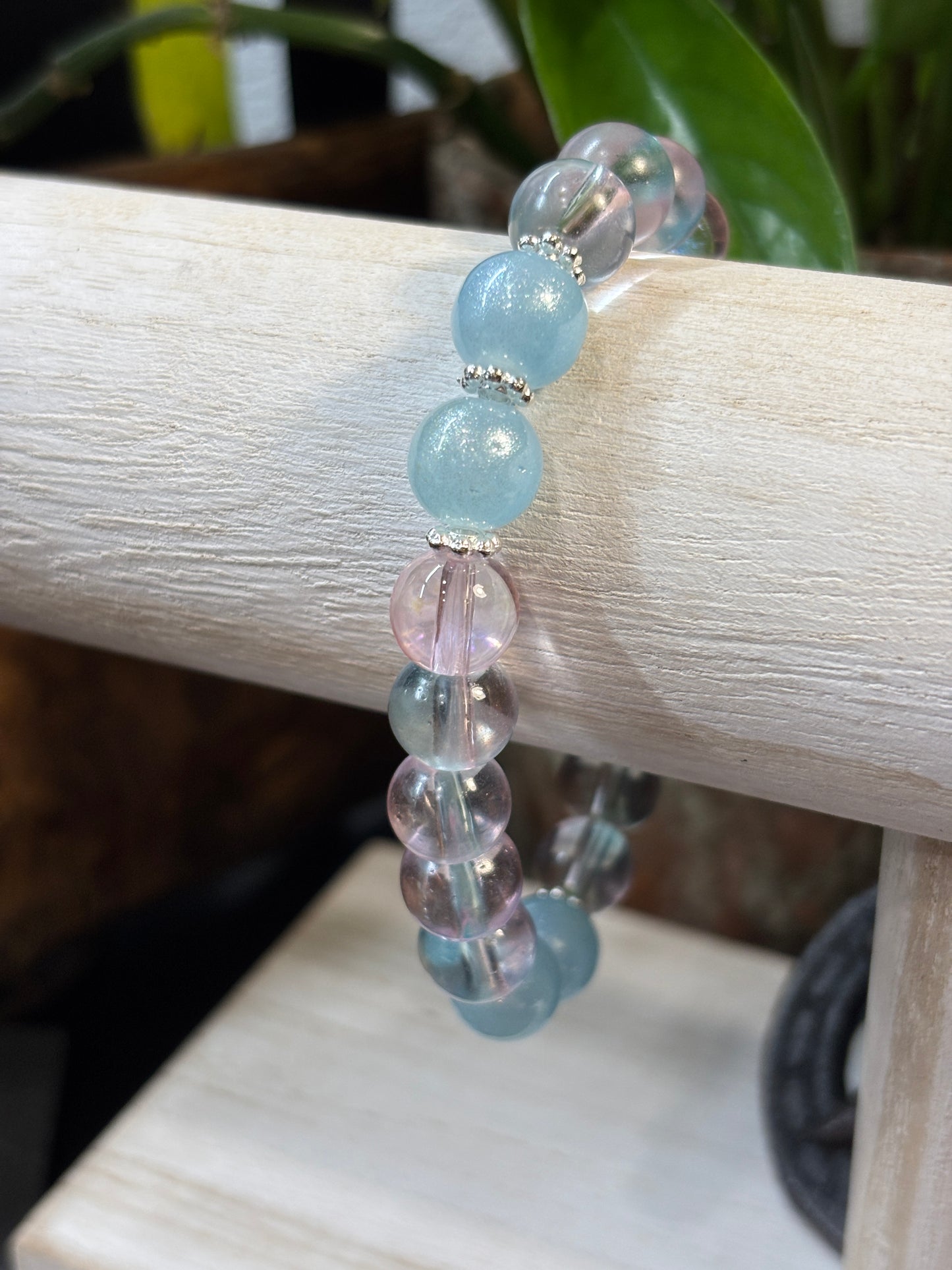 "Baby Shower III" - Handmade Glass Beaded Stretch Bracelet